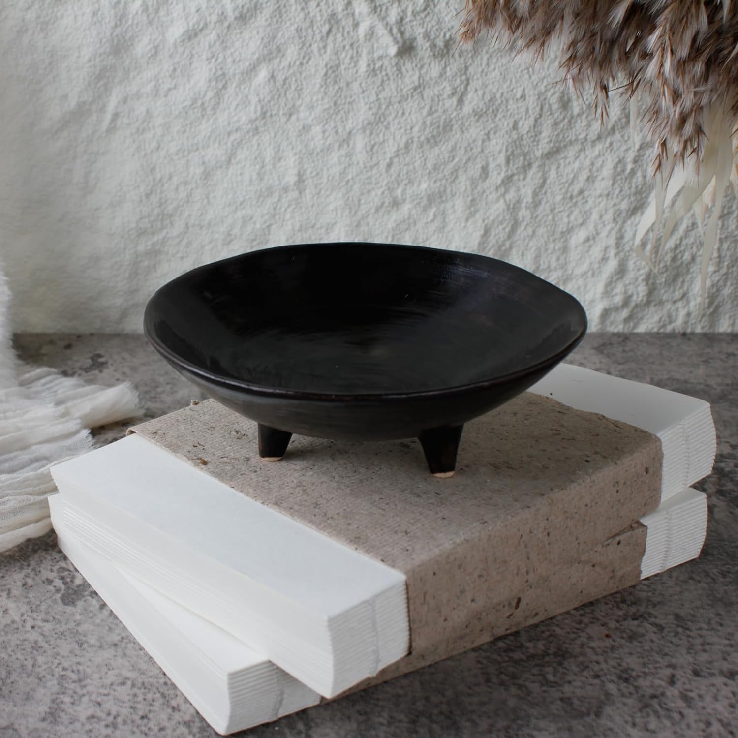 Wabi Sabi Footed Decorative Ceramic Bowl, Small, Multi-Purpose