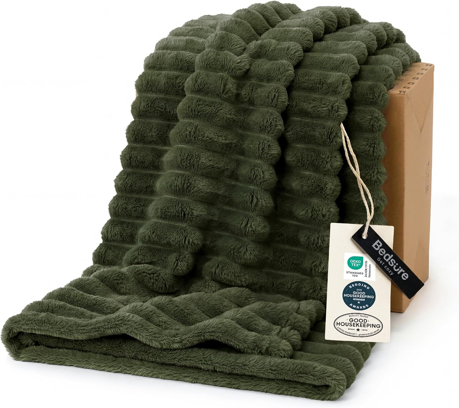 Bedsure Soft Olive Green Throw Blanket for Couch, 50 x 60 Inch