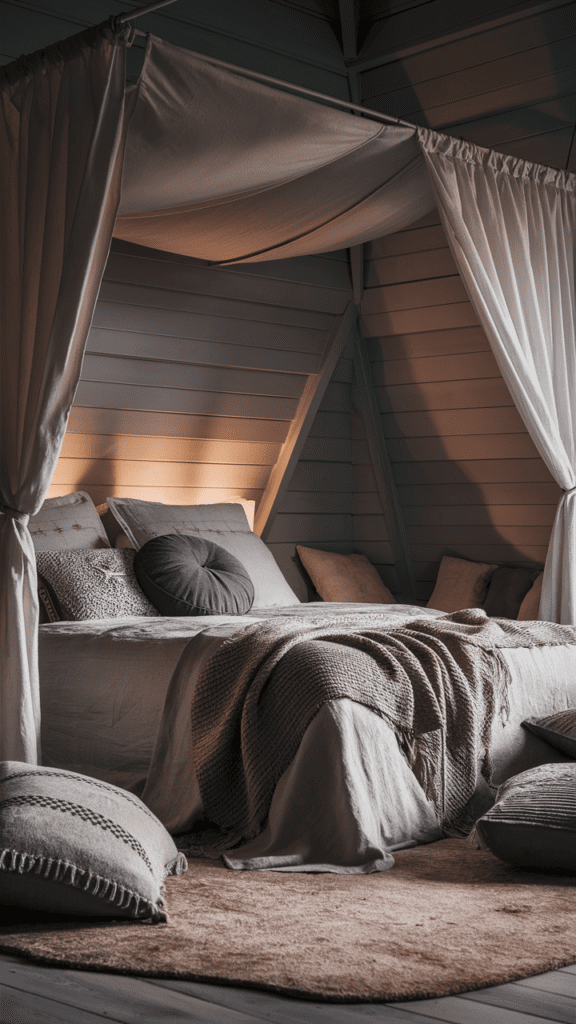 Luxurious bedroom featuring beautifully layered bedding