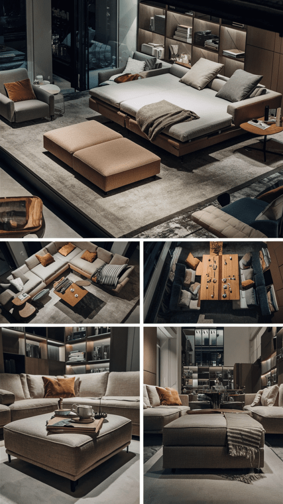 Chic and modern urban living room with multifunctional furniture