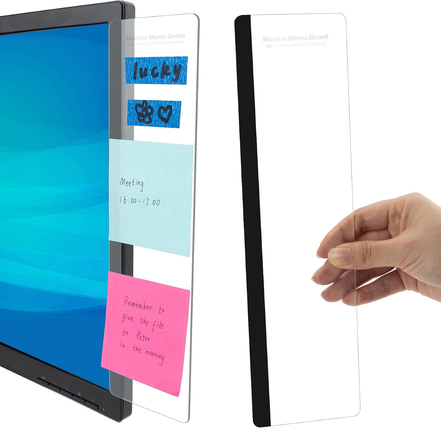 Monitor Memo Board Office Desk Accessories, 2 Pcs