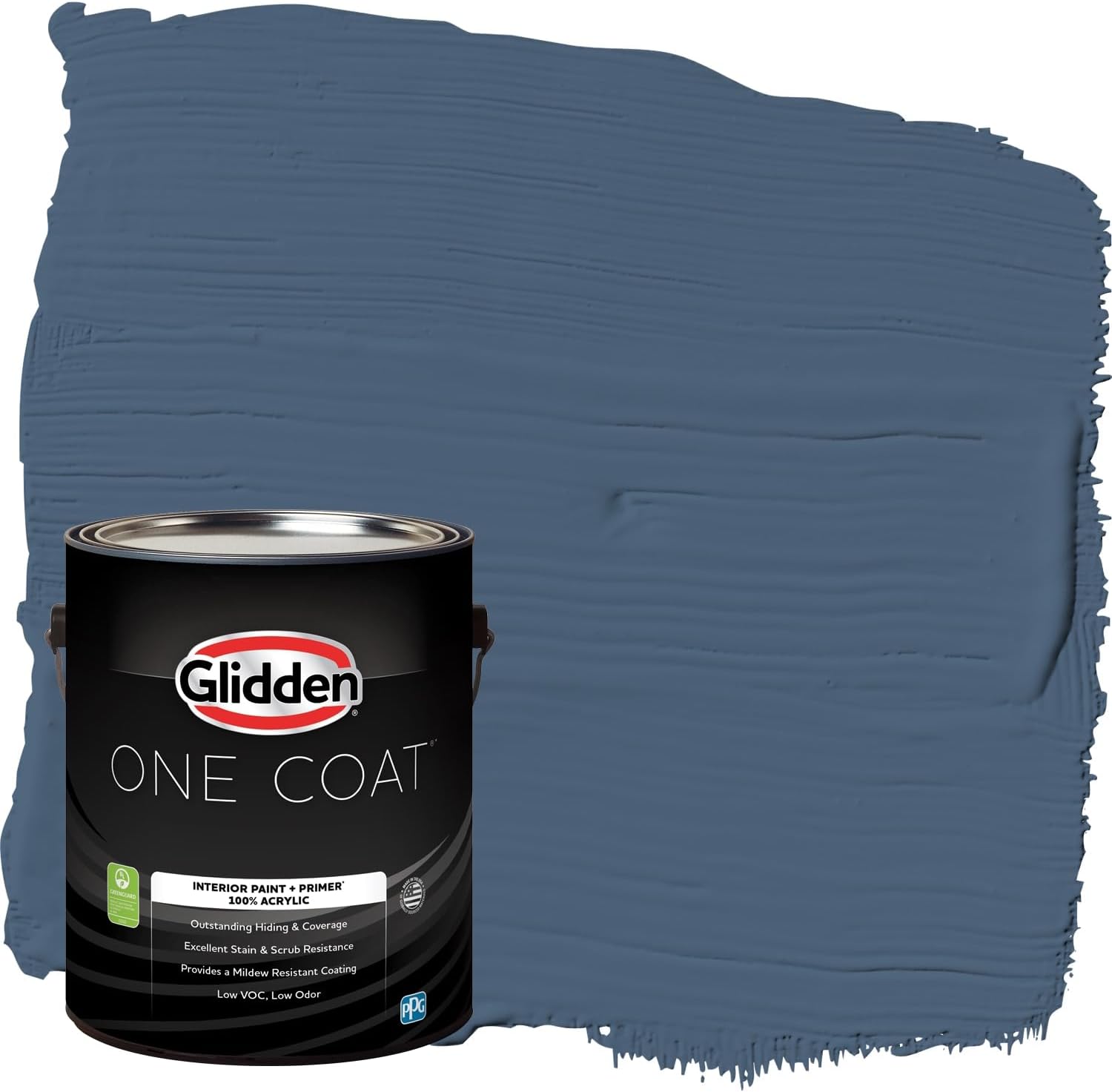 Glidden Interior Paint and Primer, Blue Fjord, One Coat, Eggshell, 1 Gallon