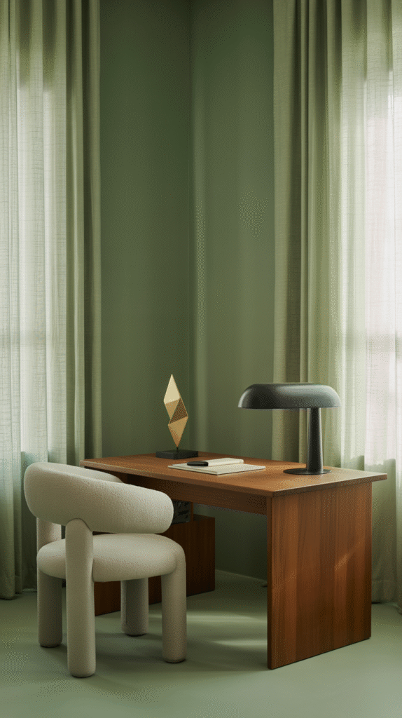 Thoughtfully paired colors creating a cohesive home office look