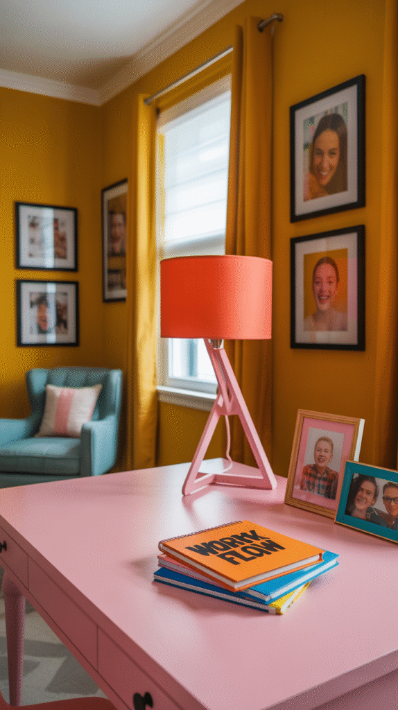 Personal color choice reflecting genuine taste in a home office