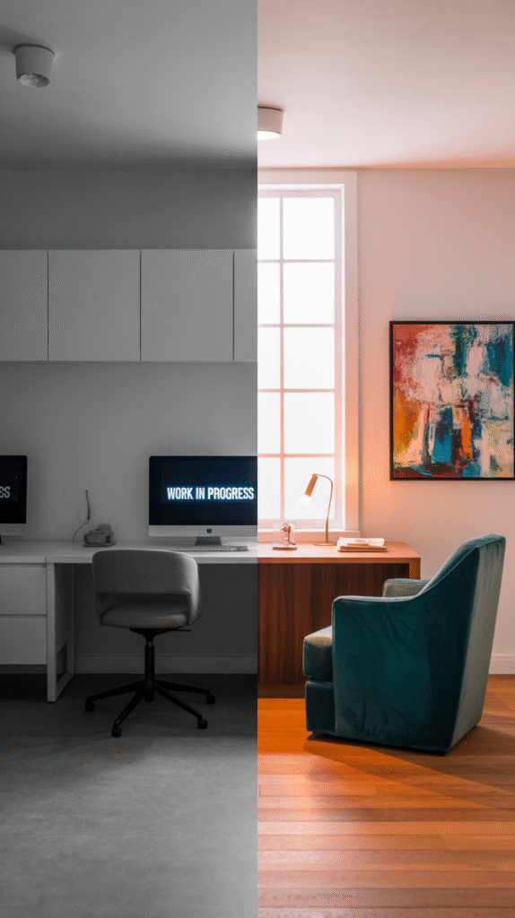 Home office color palette supporting focus and productivity