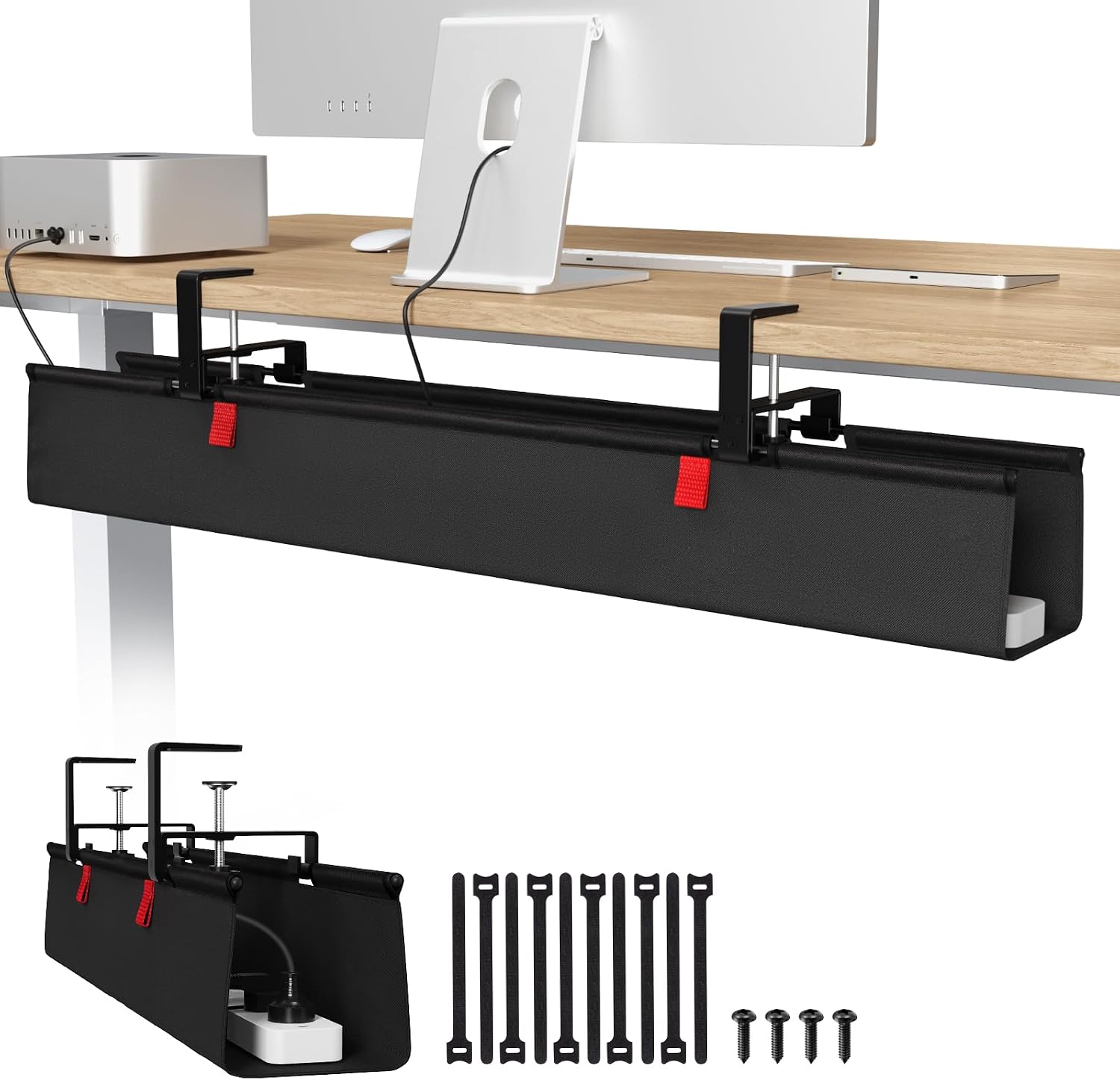 Univivi No-Drill Under Desk Cable Management Tray, 36 Inch