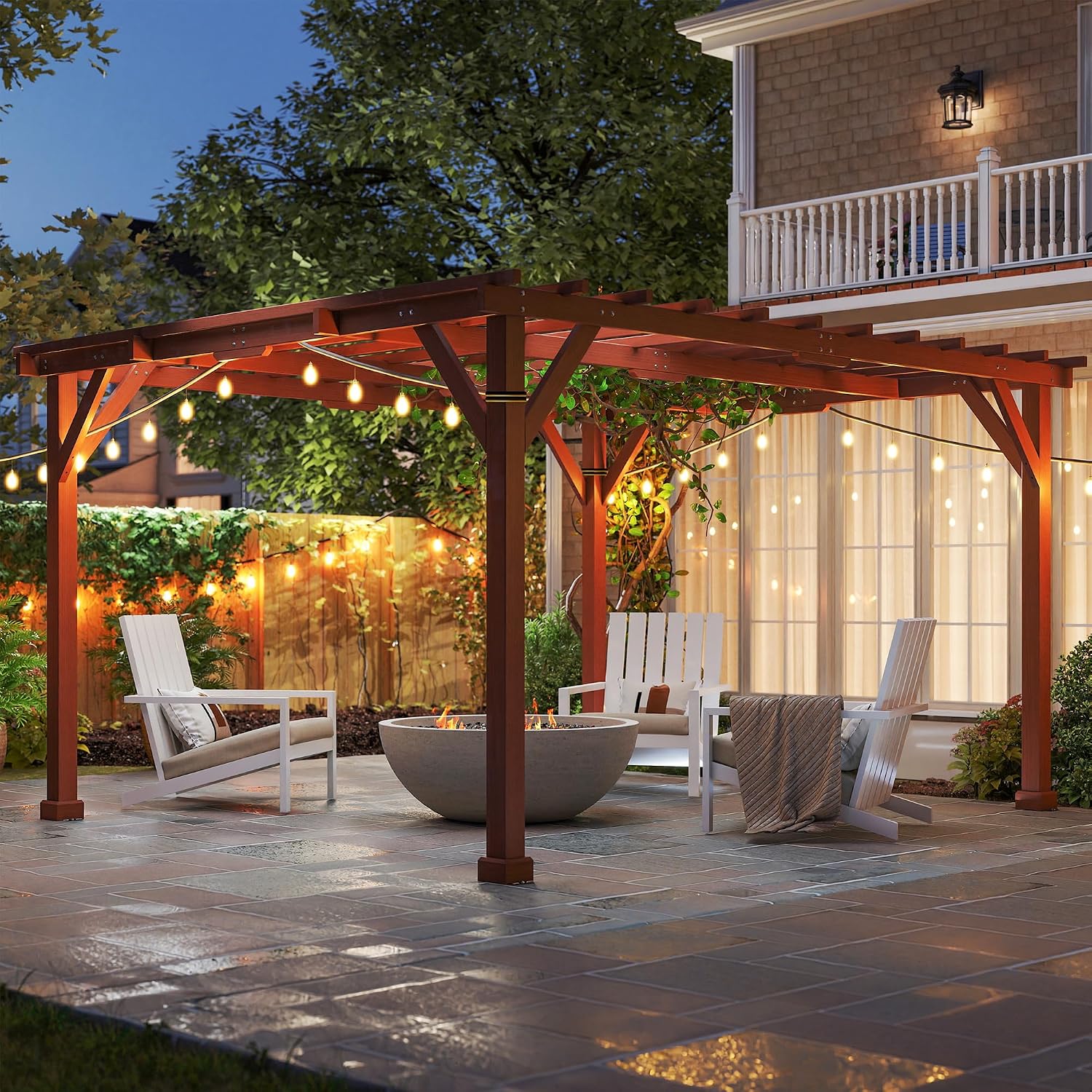 Outsunny 11 x 12.5 Ft Outdoor Wood Pergola Grape Trellis, Brown