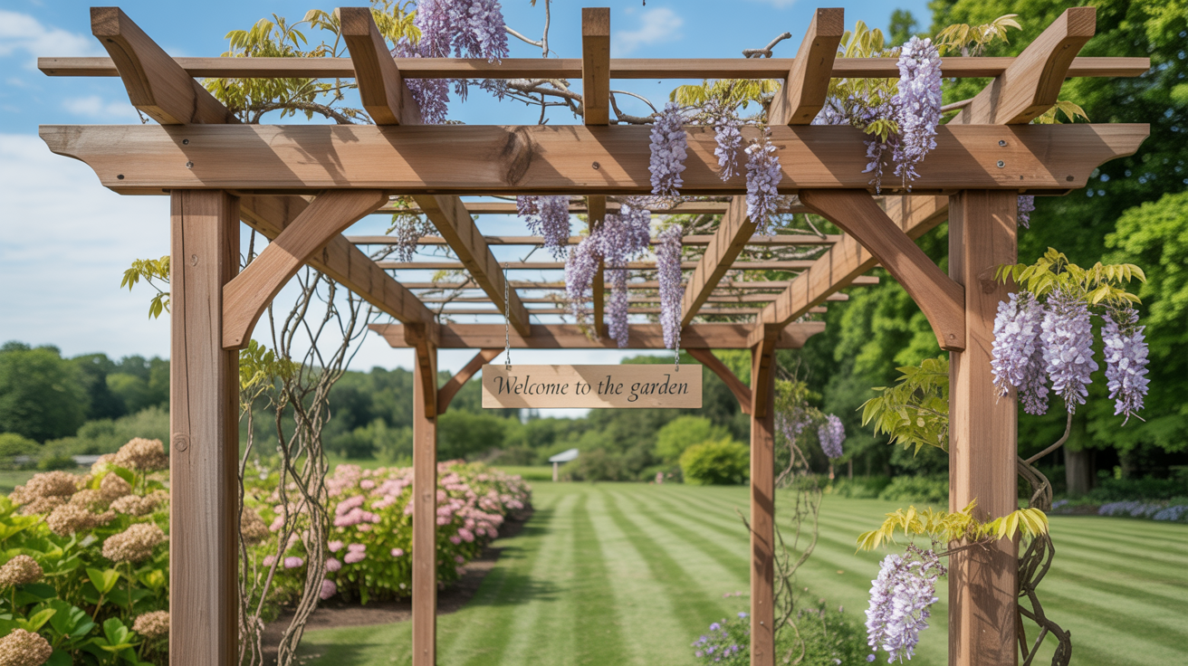 Beautifully built pergola enhancing a backyard space