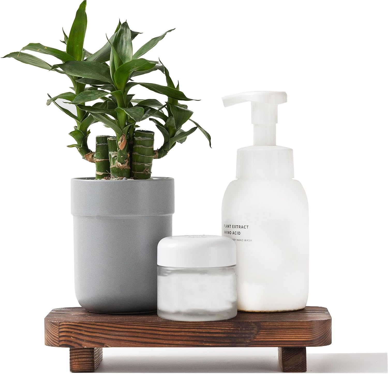 FLYIEE Wood Risers for Decor Display, Bathroom Counter Sink Tray