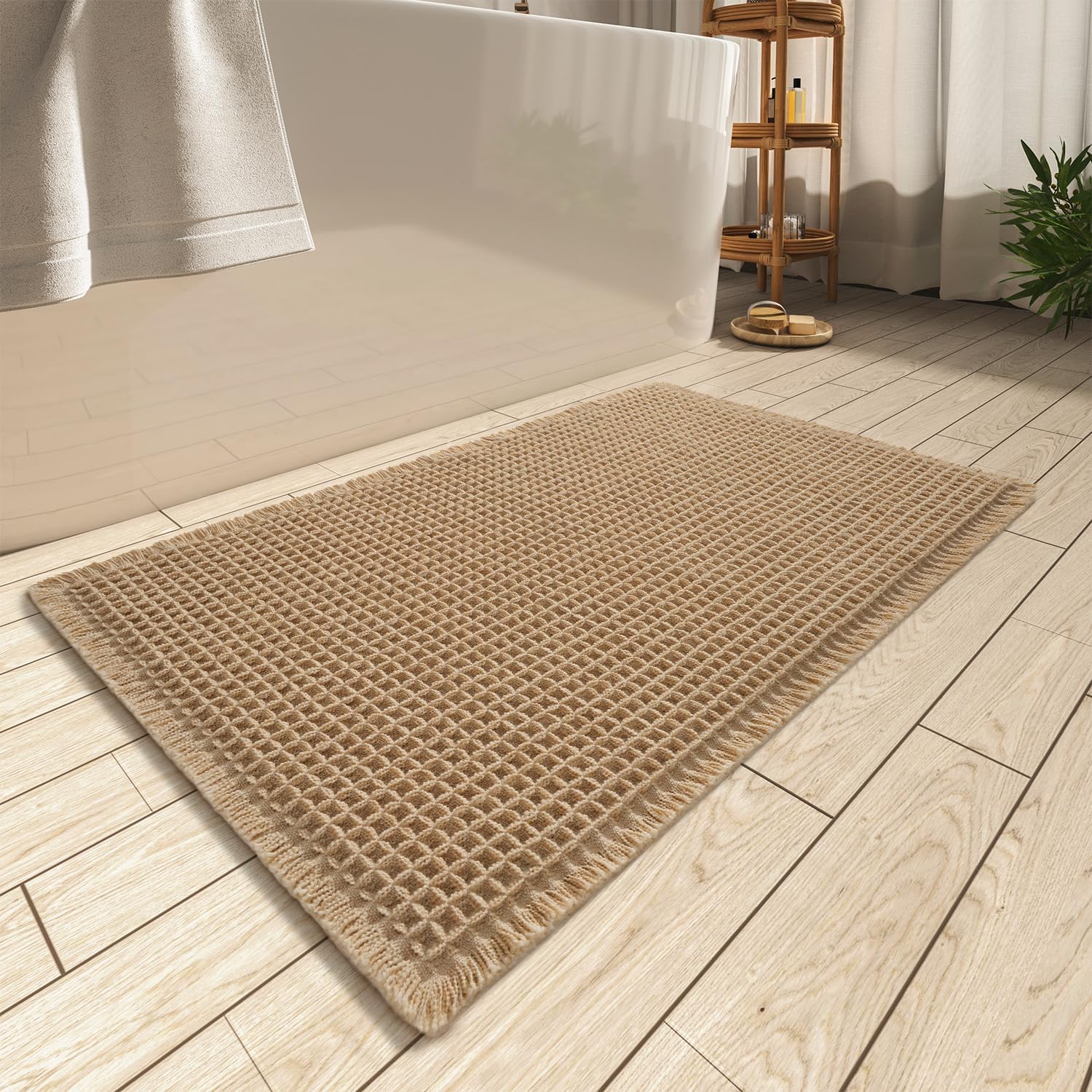 Waffle Bath Mat, Ultra Absorbent, Non-Slip, 17 x 24 Inch
