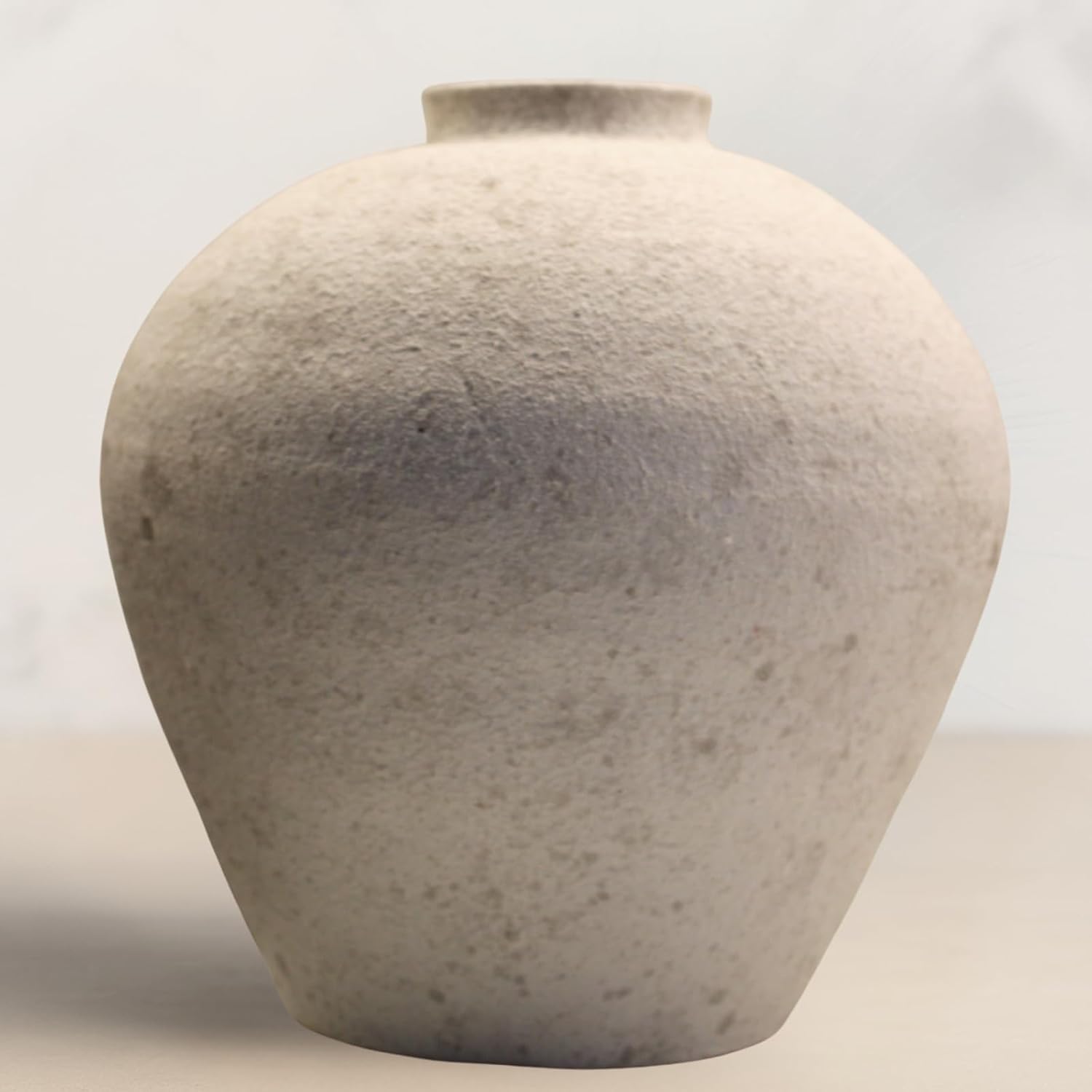 Handmade Large Round Vase for Centerpieces, White Farmhouse Rustic