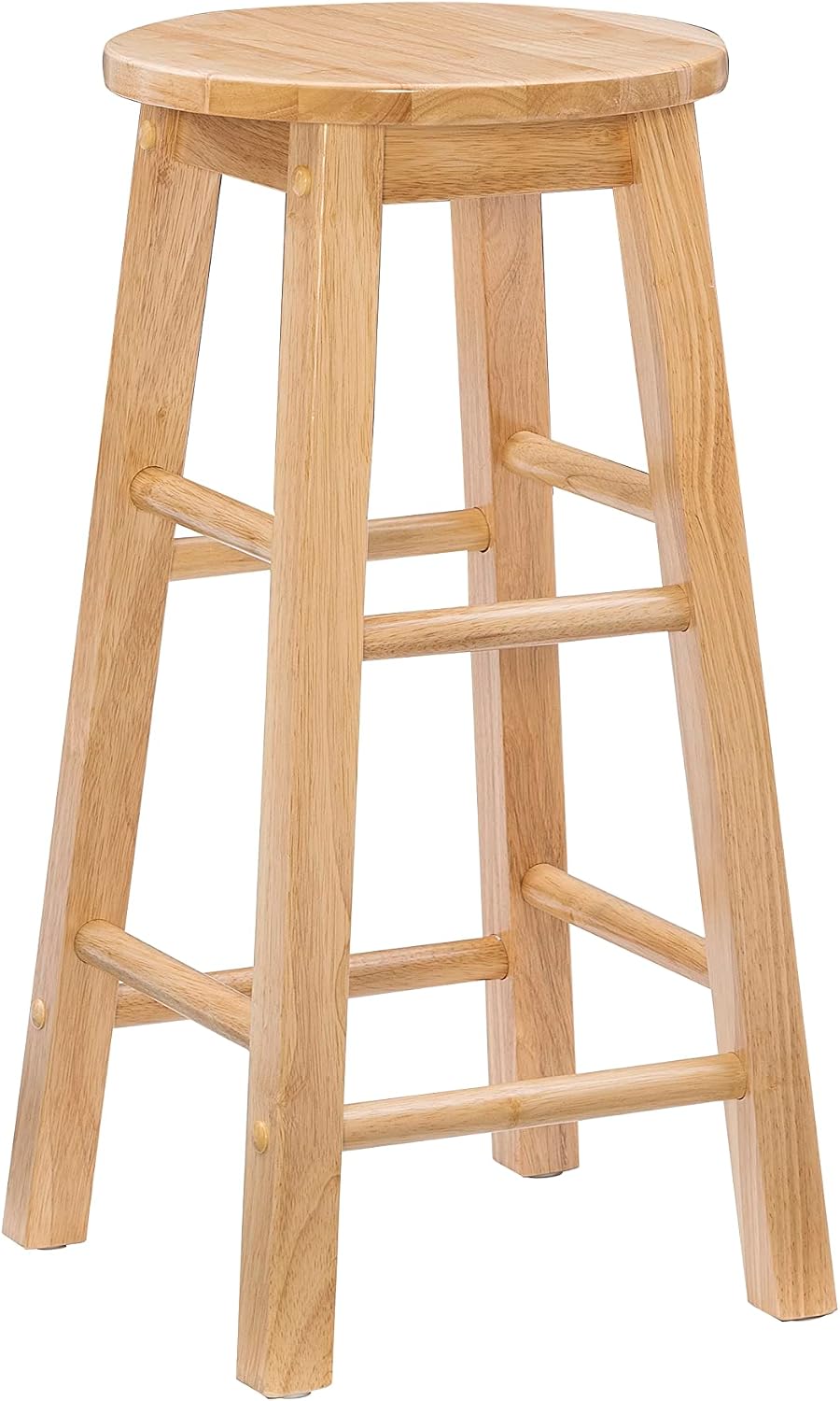 Linon Natural Wood Barstool with Round Seat, 24 Inch