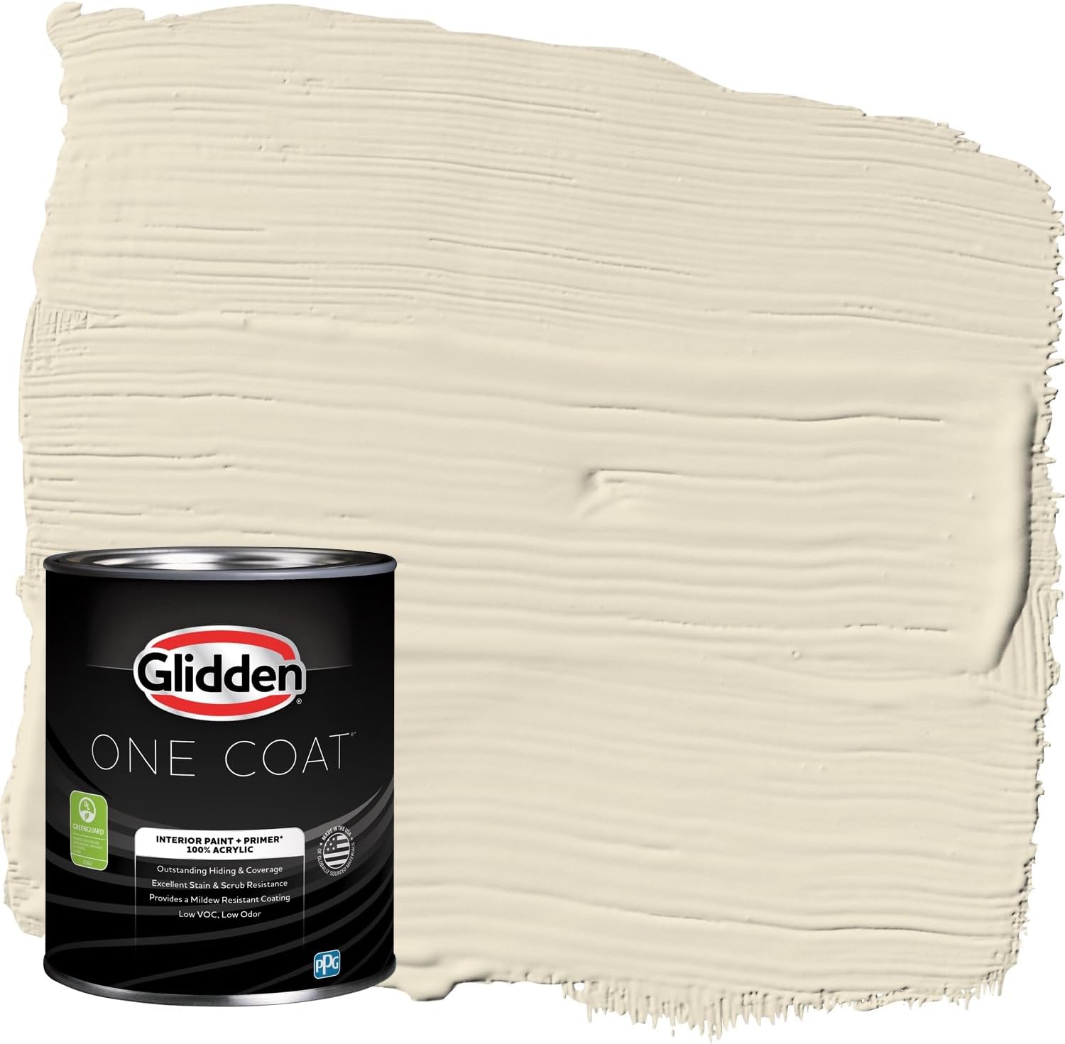 Glidden Interior Paint and Primer, White Navajo White, One Coat, Eggshell, 1 Quart