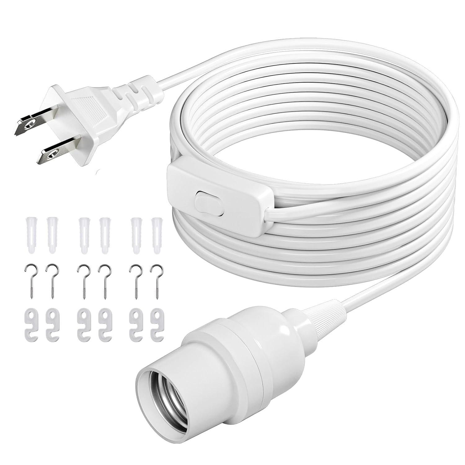 DiCUNO Pendant Light Cord for Paper Lanterns, 20 Ft, White