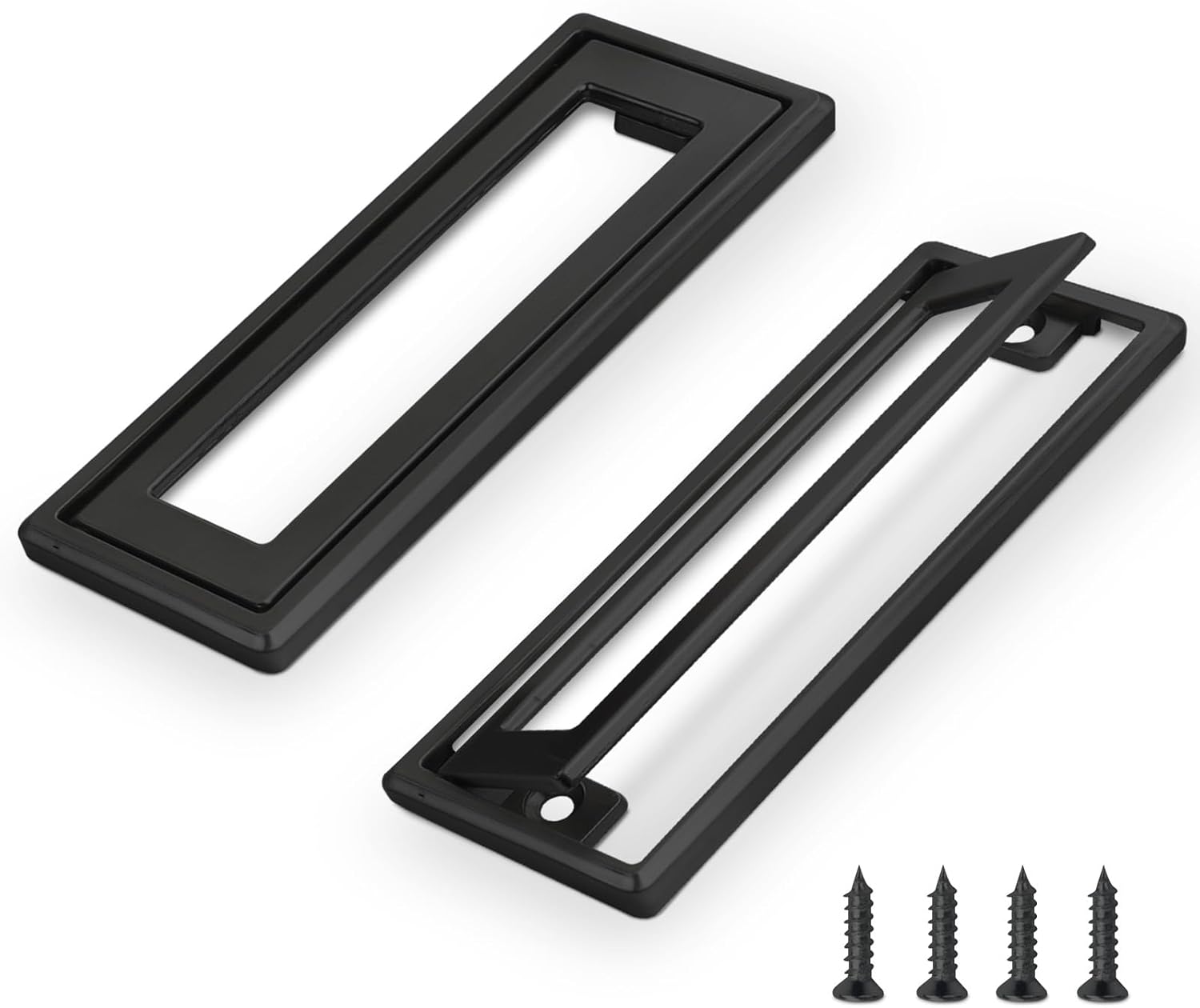 Black Square Recessed Flush Door Pulls, 2 Pcs, 4.53 x 1.77 Inch