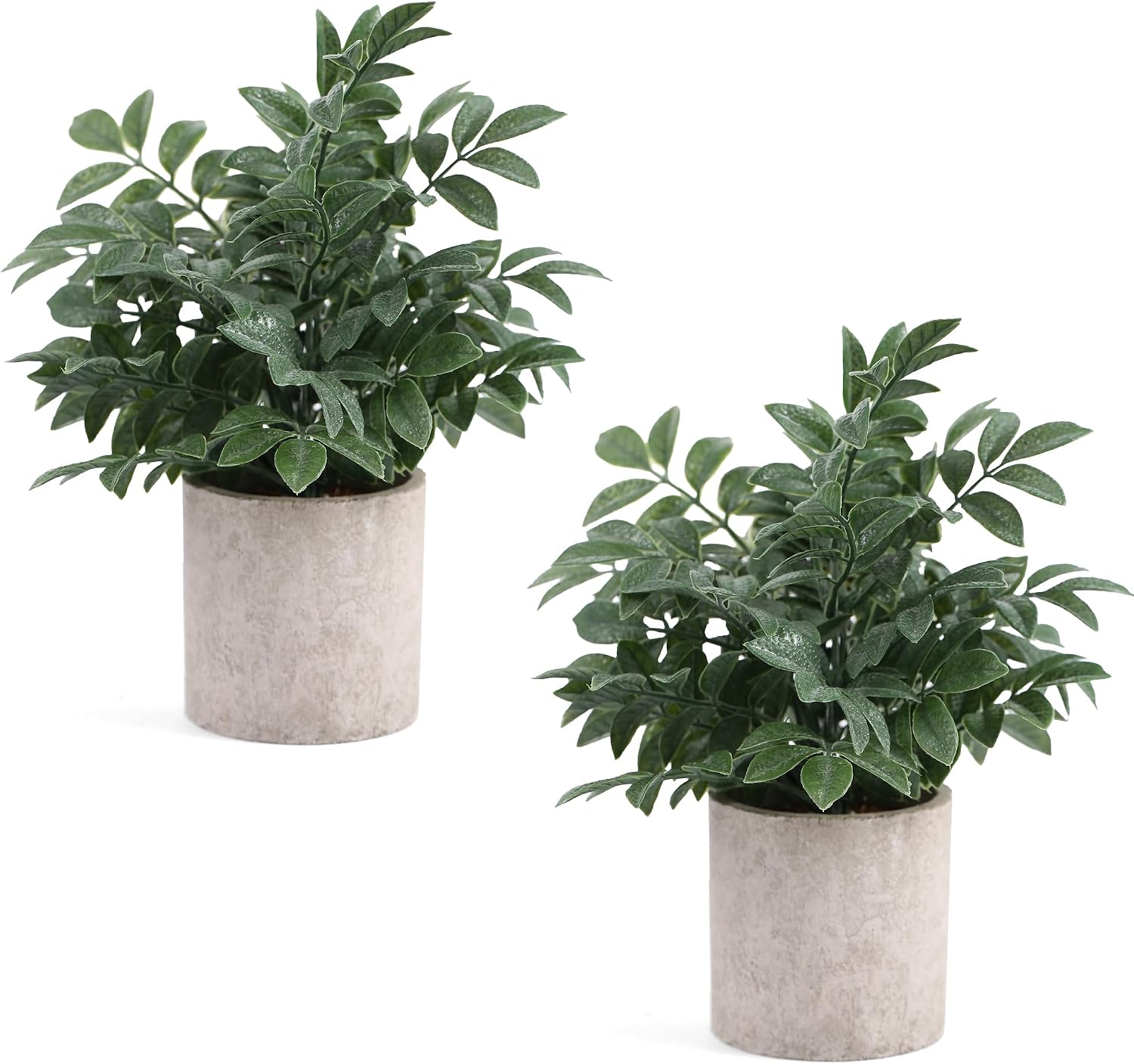 Coferset 2 Pack Small Fake Herb Plants in Pots, Gray Green