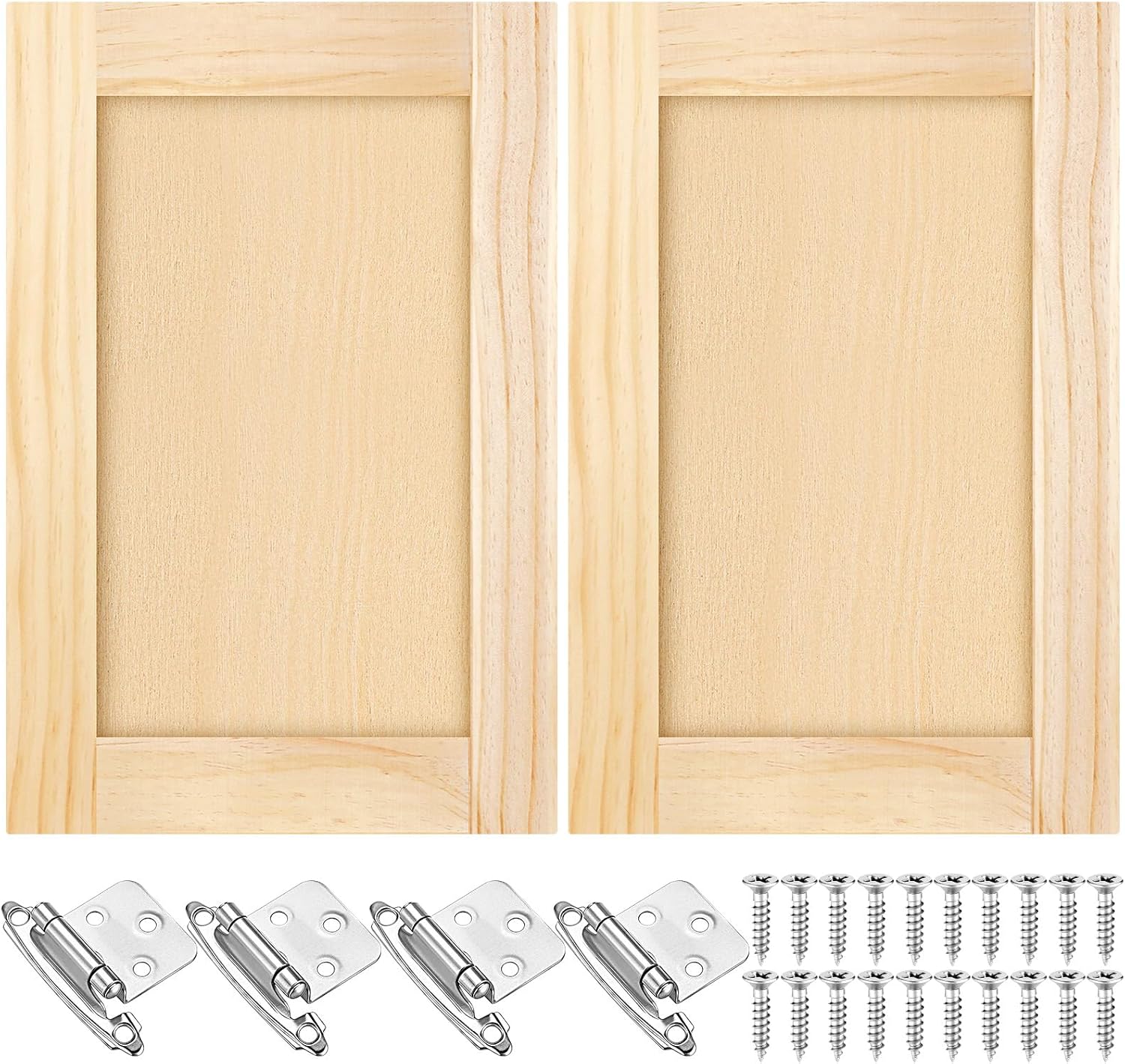 Cinnvoice Unfinished Pine Kitchen Cabinet Doors, 2 Pcs, 12 x 18 Inch
