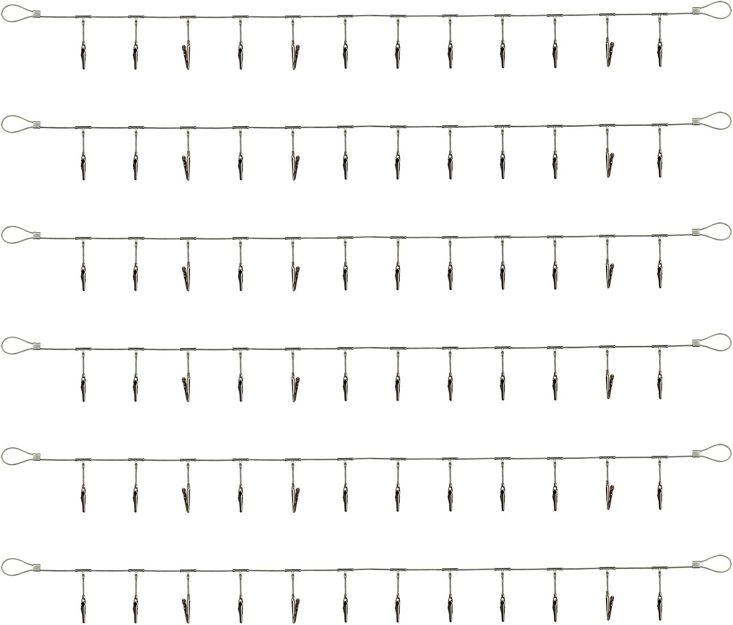 Steel Wall Photo Hanging Display Cable Wire, 5 Ft, 6 Pcs, with Clips