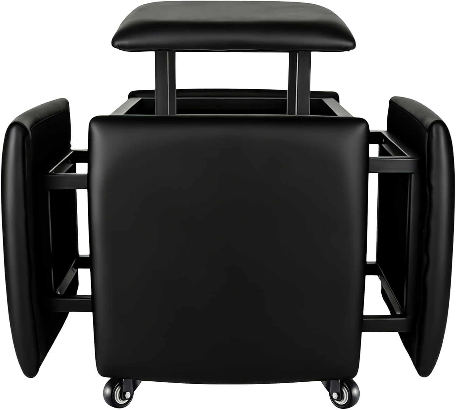 5-in-1 Nesting Leather Ottoman, Stylish Foot Stool with Wheels