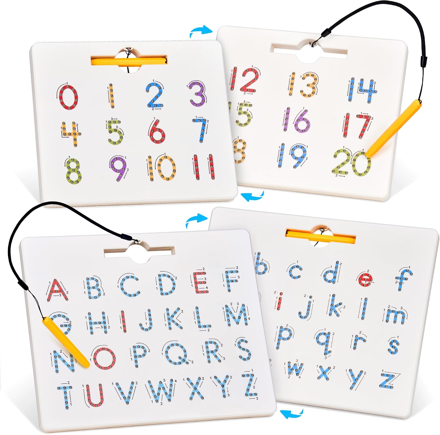 GAMENOTE Magnetic Letter and Number Board, Double Sided, ABC 123 Tracing Set