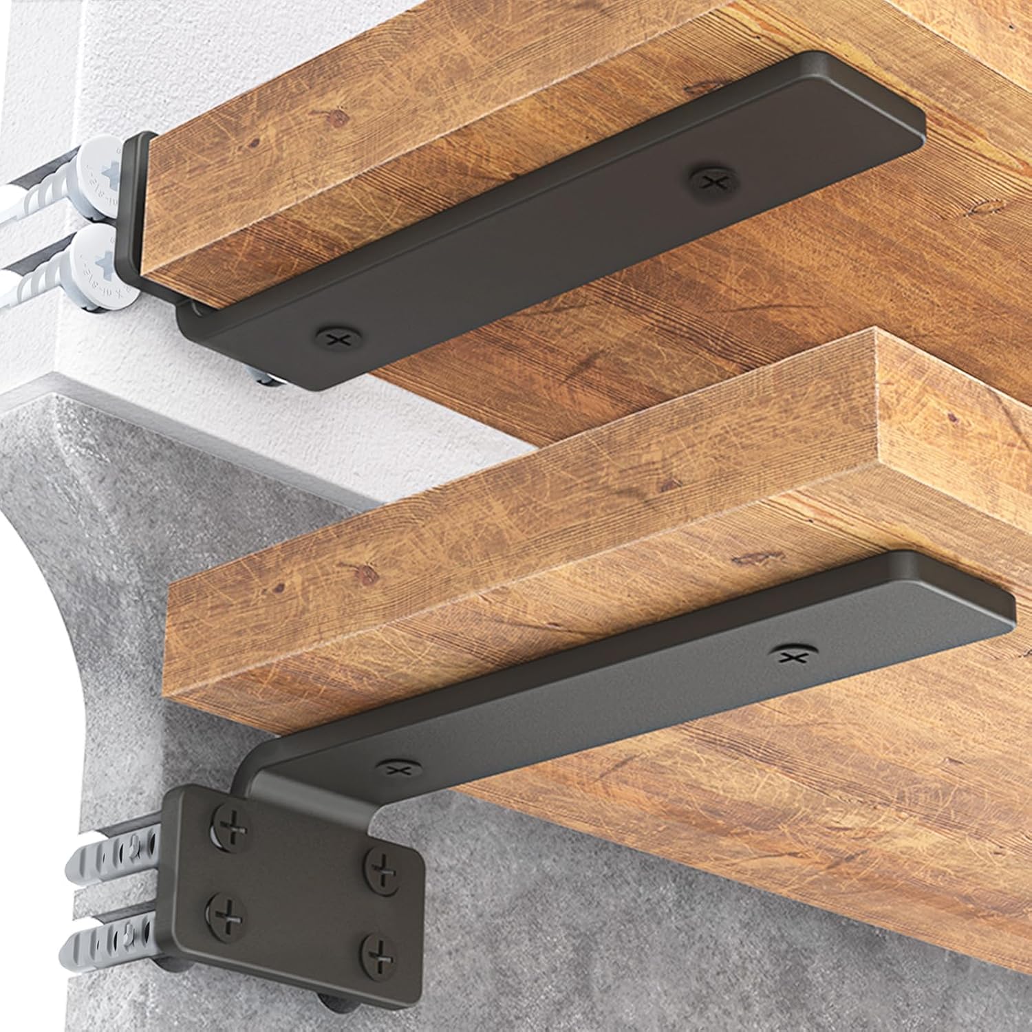 Goovilla Floating Shelf Brackets, 6 Inch, 6 Pack, Black