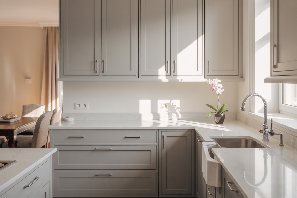 A newly transformed kitchen after a cabinet makeover