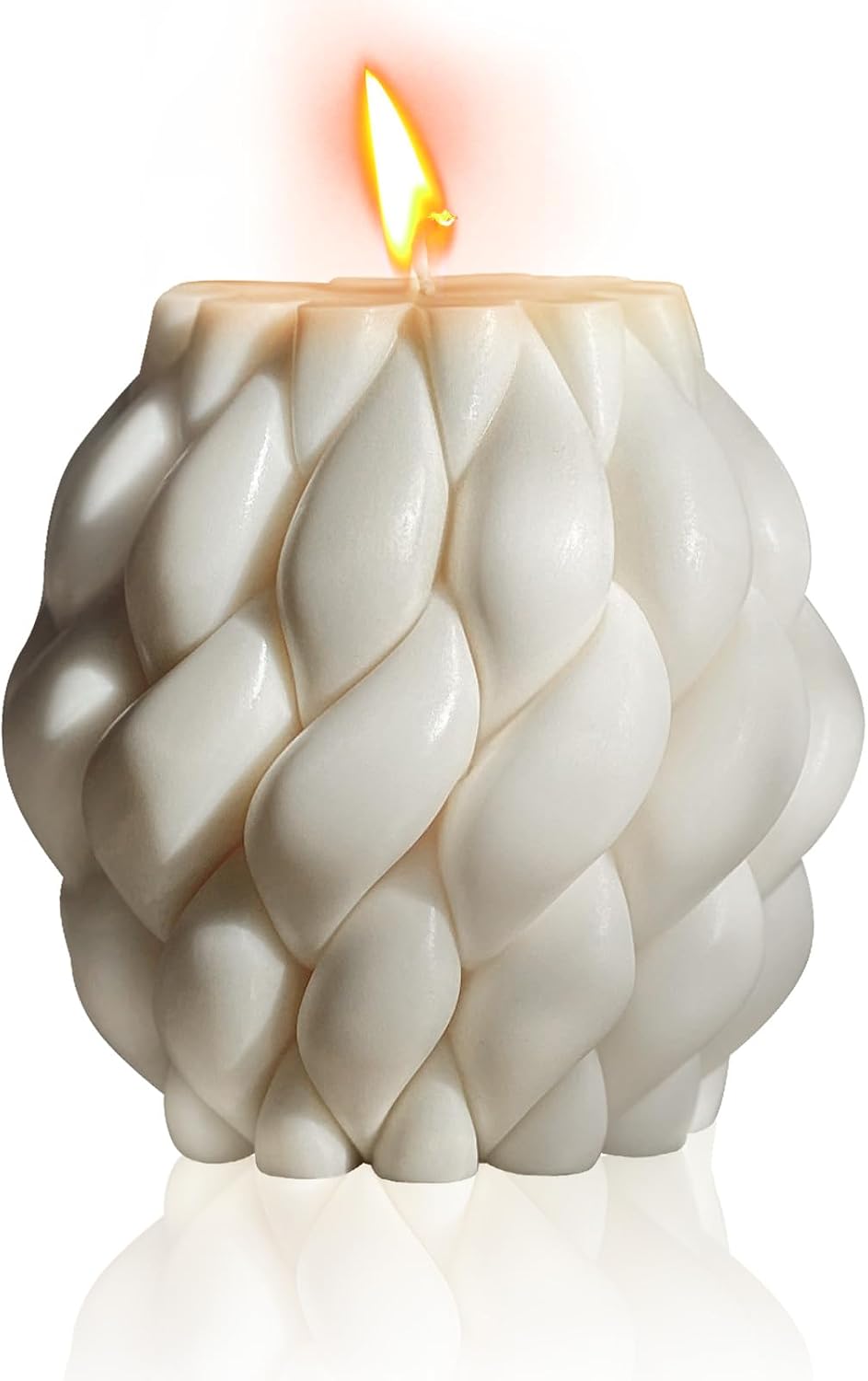 Knot Ball Candle Handmade Pillar Scented Decorative Candle,White Medium