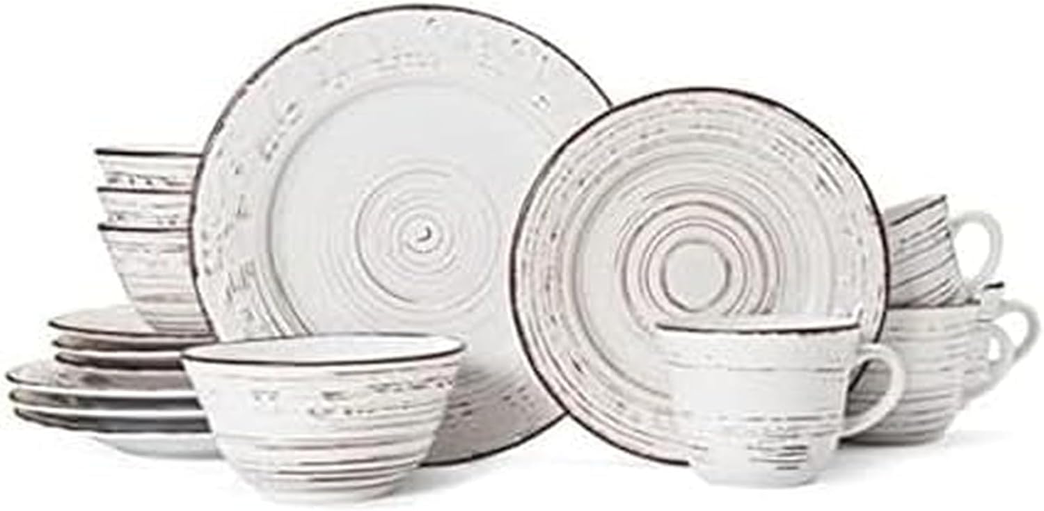 Pfaltzgraff Trellis White 16-Piece Stoneware Dinnerware Set