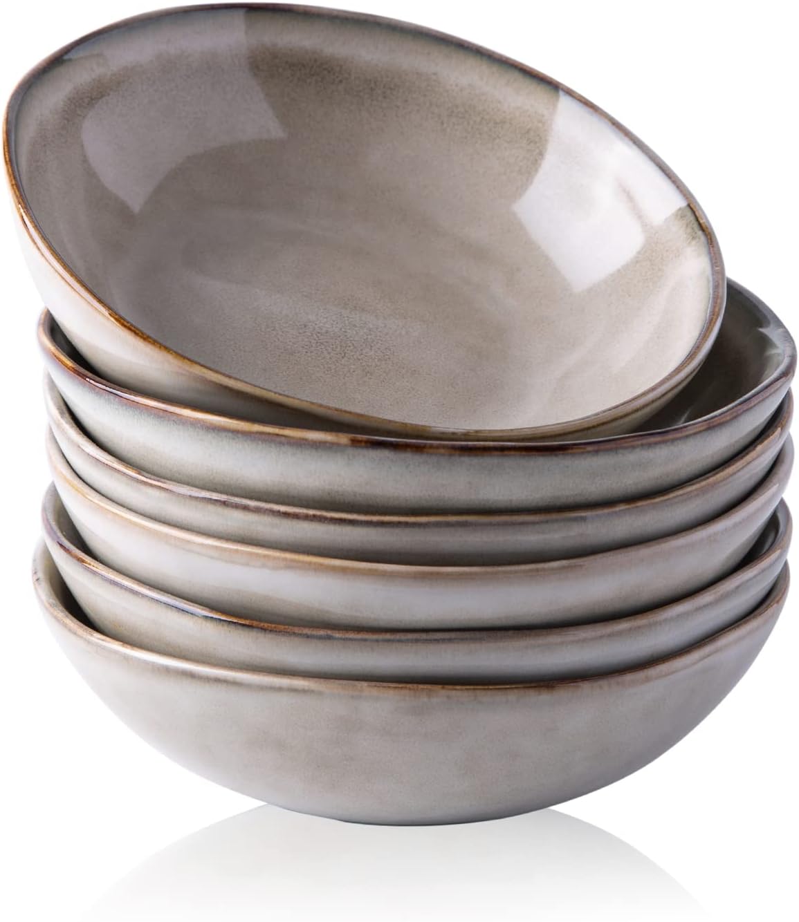 AmorArc Handmade Stoneware Cereal Bowls Set of 6, Cappuccino