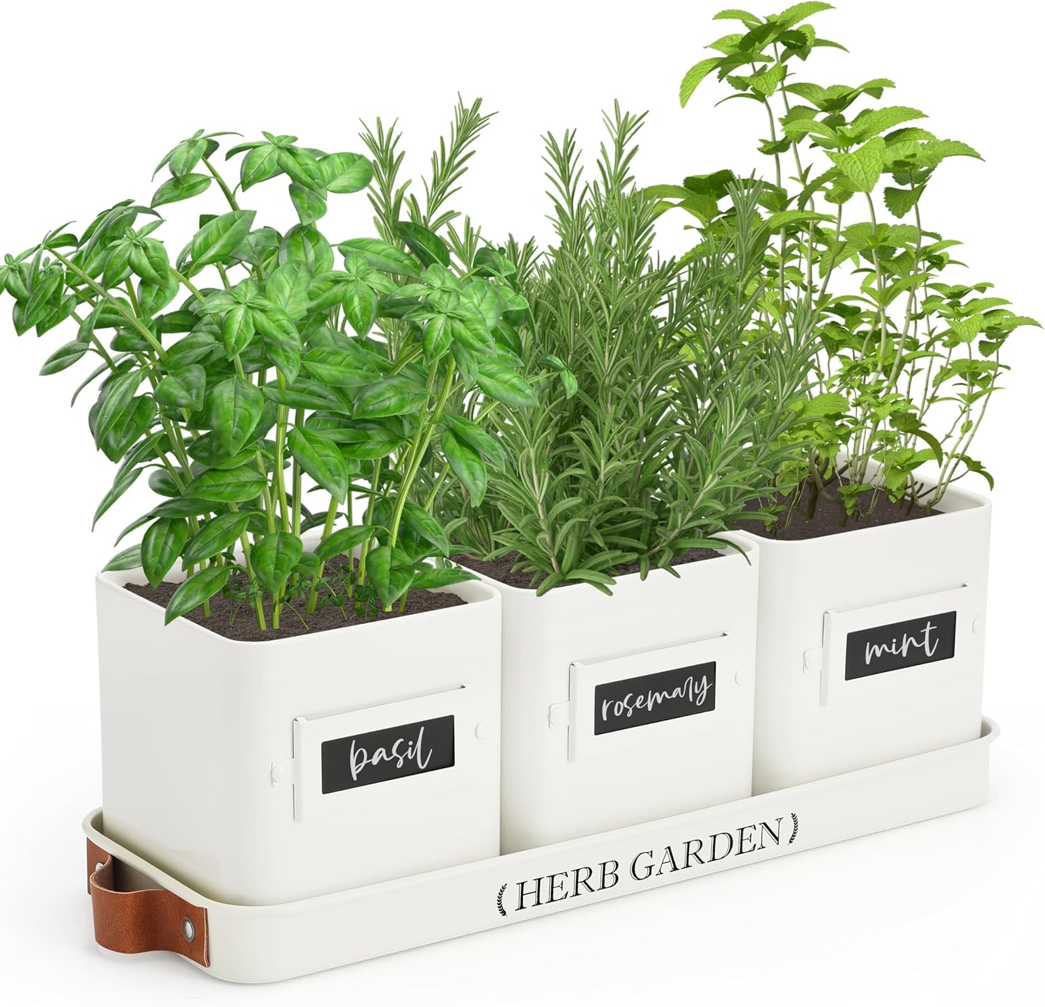 PERFNIQUE Indoor Herb Garden Planter Set with Tray