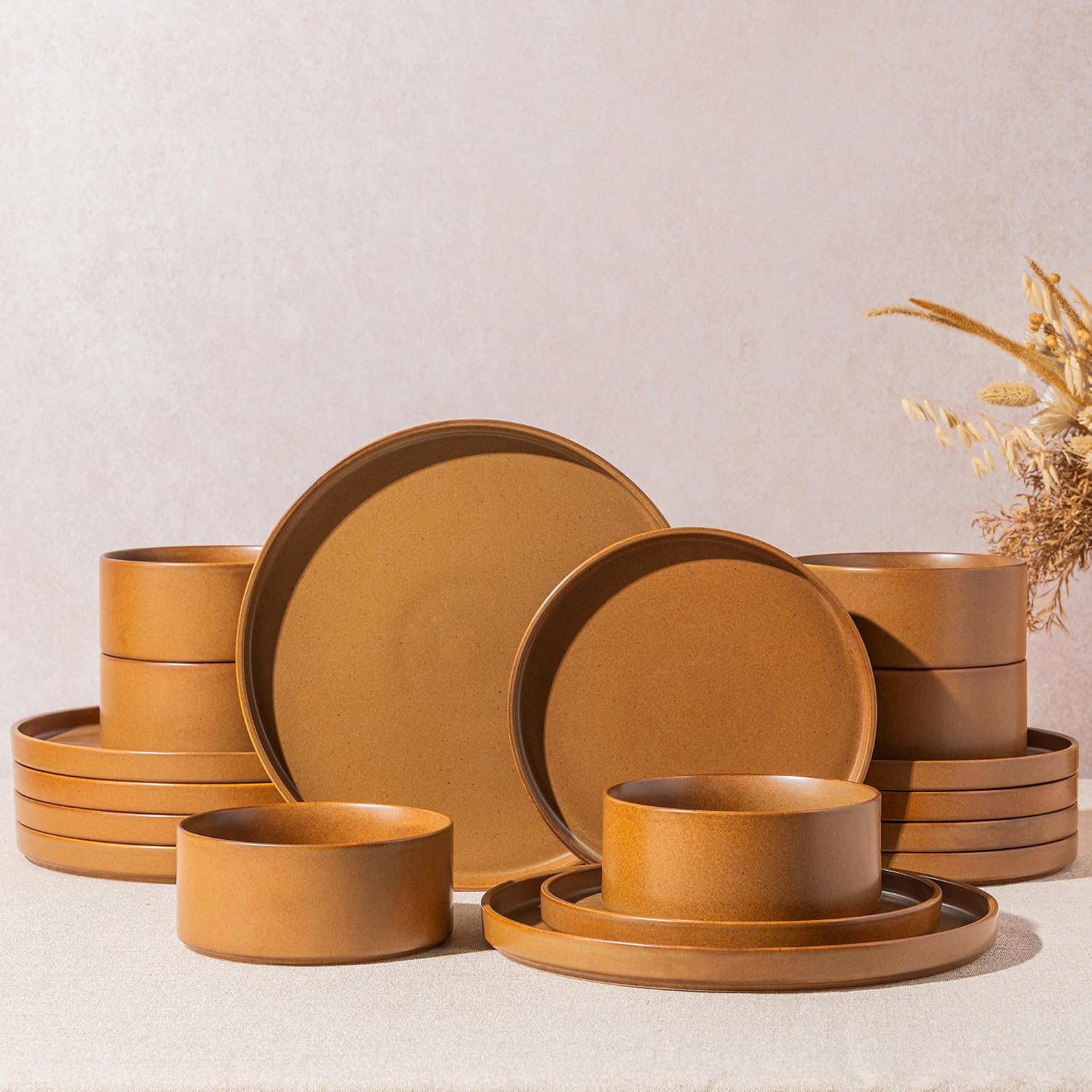 LERATIO Stoneware Dinnerware Set, 12-Piece Matte