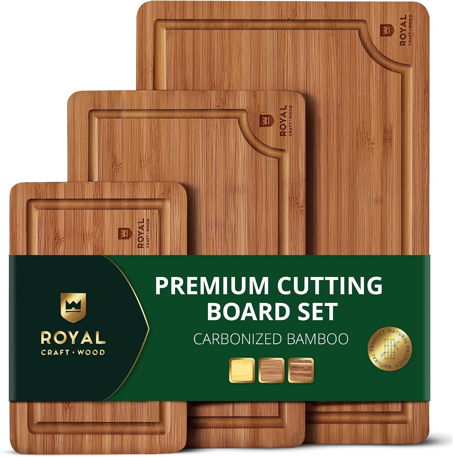 ROYAL CRAFT WOOD Cutting Board Set with Juice Groove