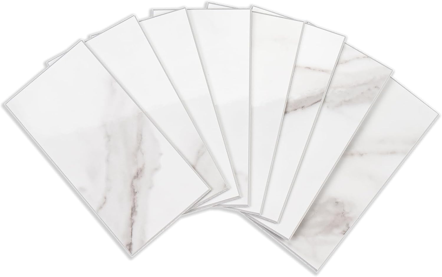 StyloVue Peel and Stick Backsplash, Glossy White Marble Subway