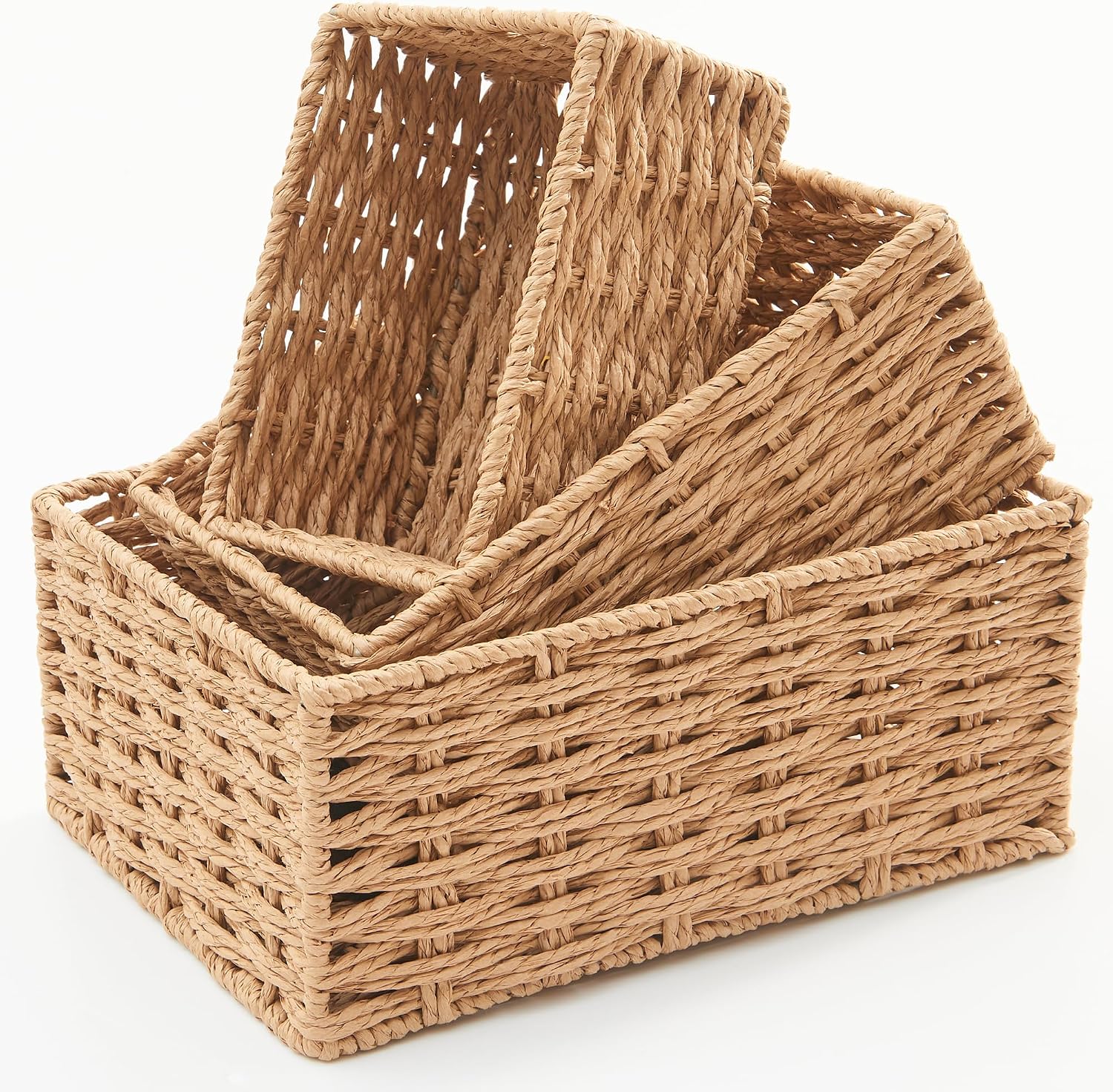 Small Wicker Basket for Organizing, Set of 3