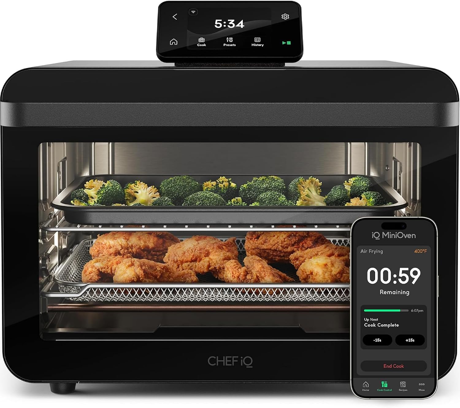 CHEF iQ MiniOven Smart Toaster Oven Air Fryer Combo, 11-in-1 Countertop Convection Oven
