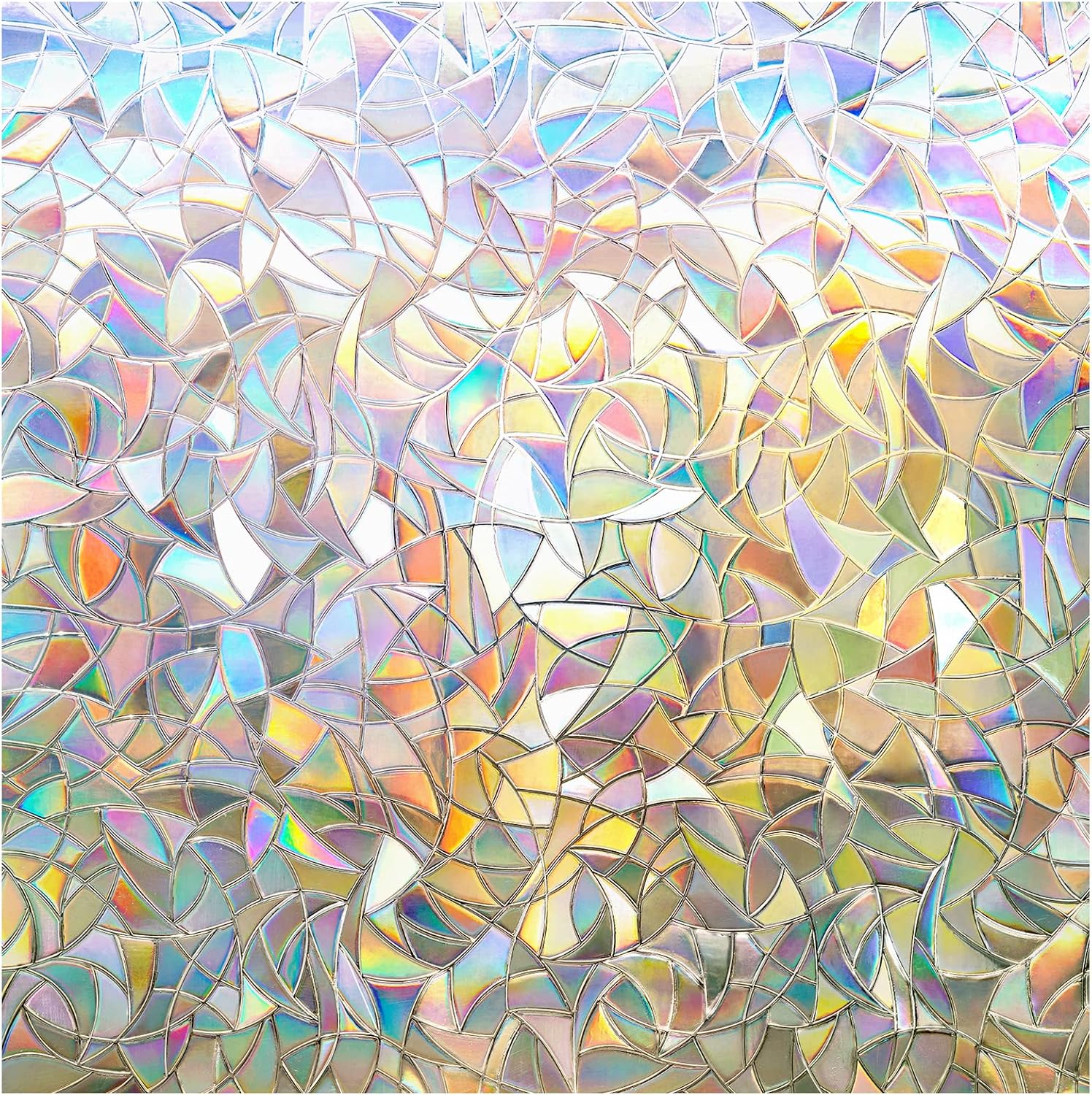rabbitgoo Rainbow Window Privacy Film, Stained Glass Cling, 17.5 x 78.7 Inch