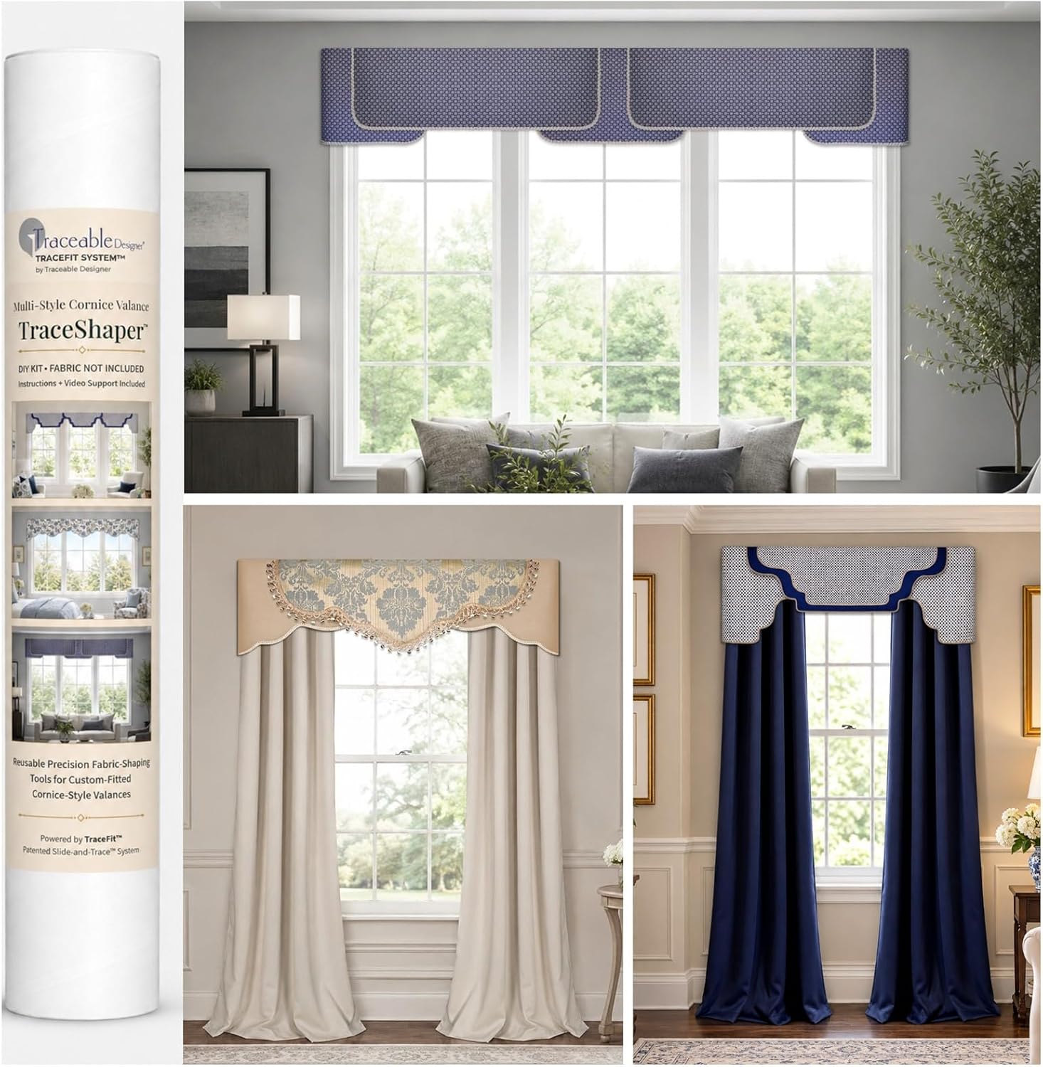 3-Style Scalloped, Arched and Straight Cornice Kit