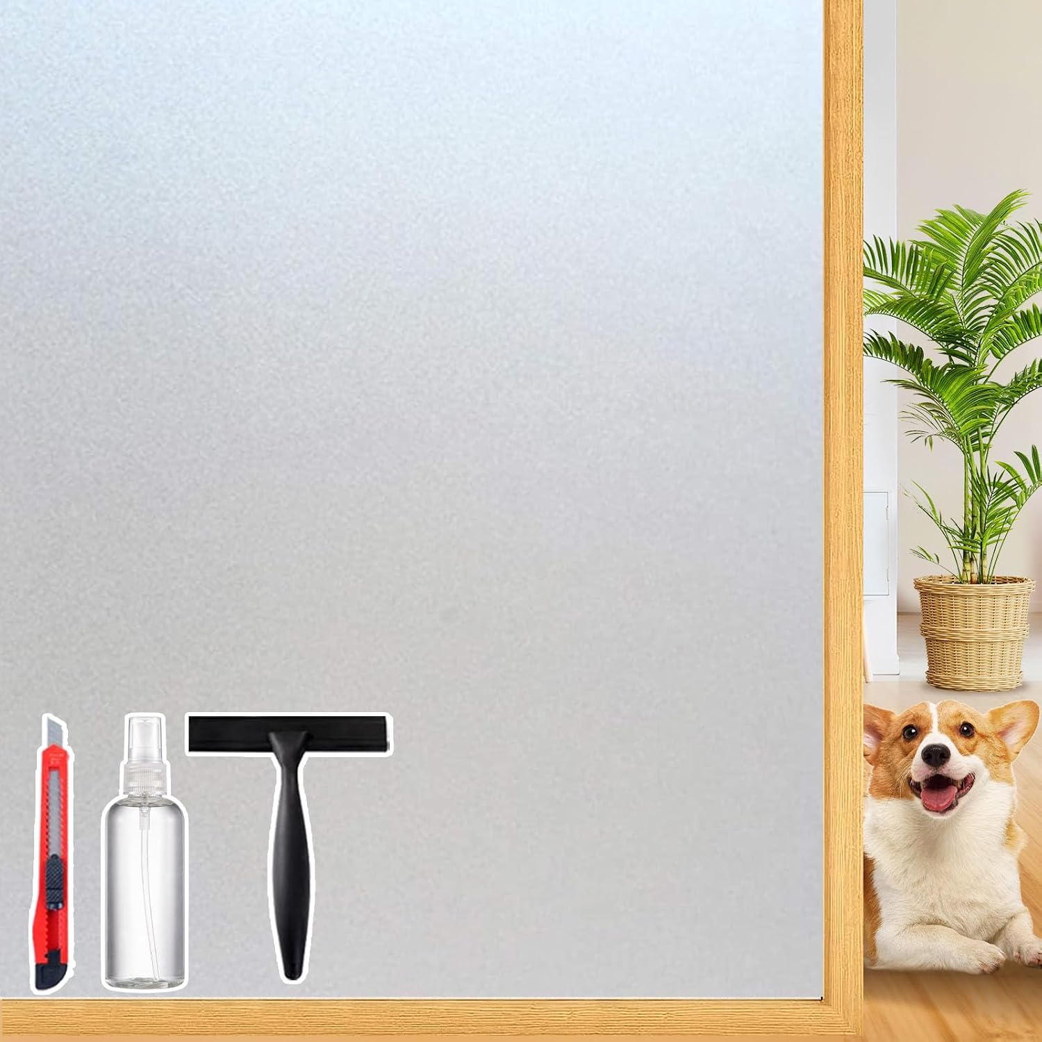Dwersty Frosted Glass Window Privacy Film, 29.5 x 78.74 Inch, Decorative