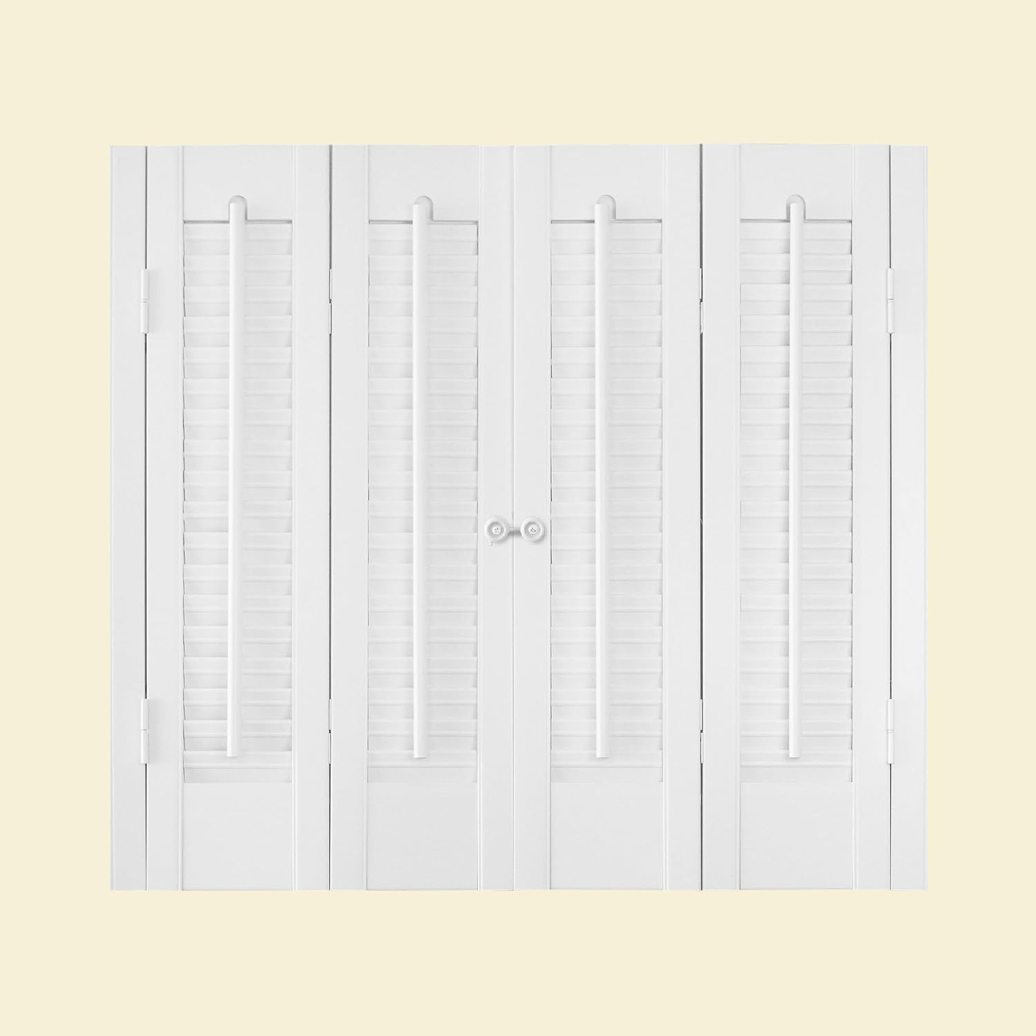 HOME BASICS Classic Solid Faux Wood Interior Shutters, White, 4 Panels