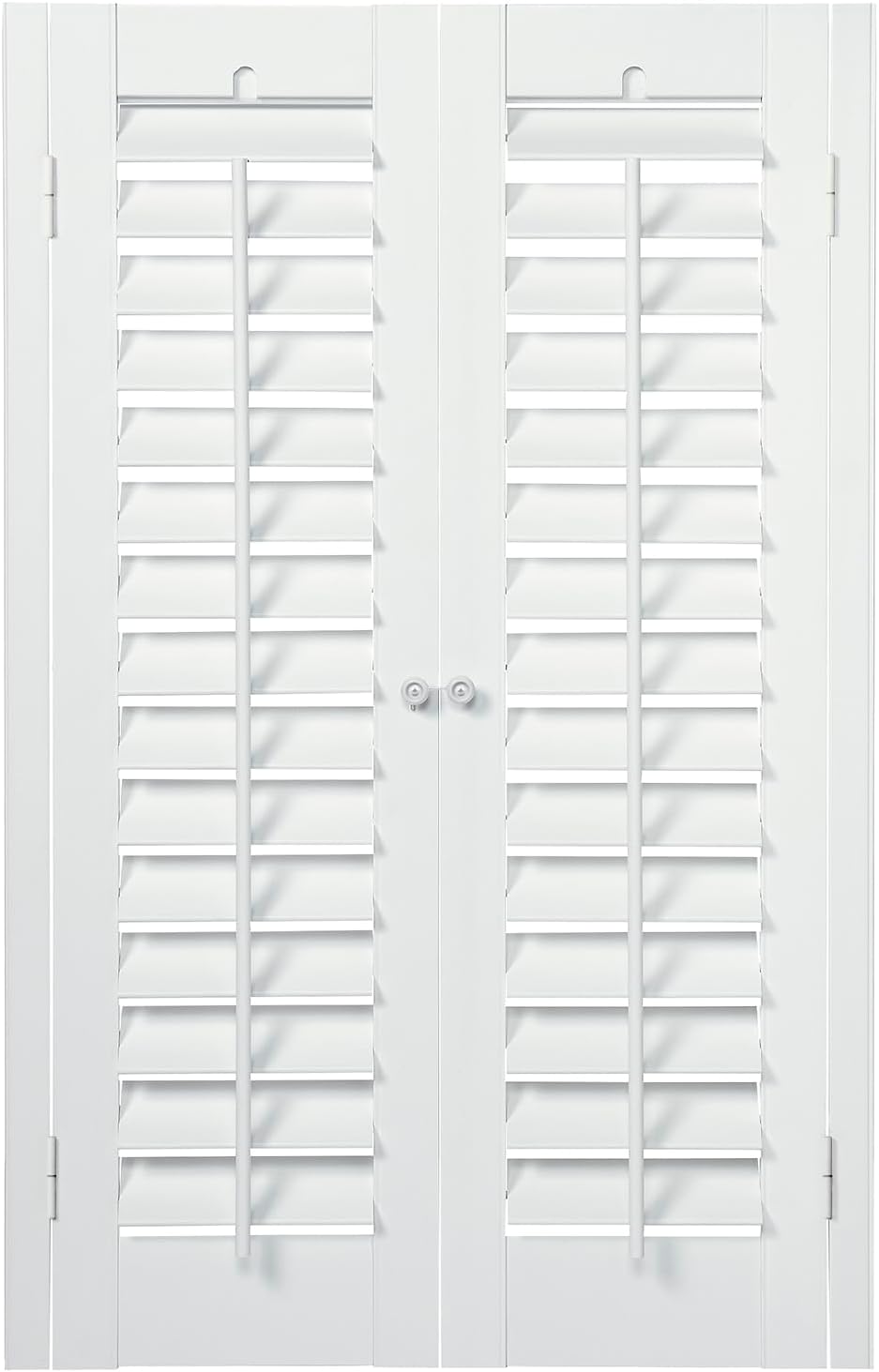 HOME BASICS Premium Solid Faux Wood Interior Shutters, White, 2 Panels, 27 x 24 Inch