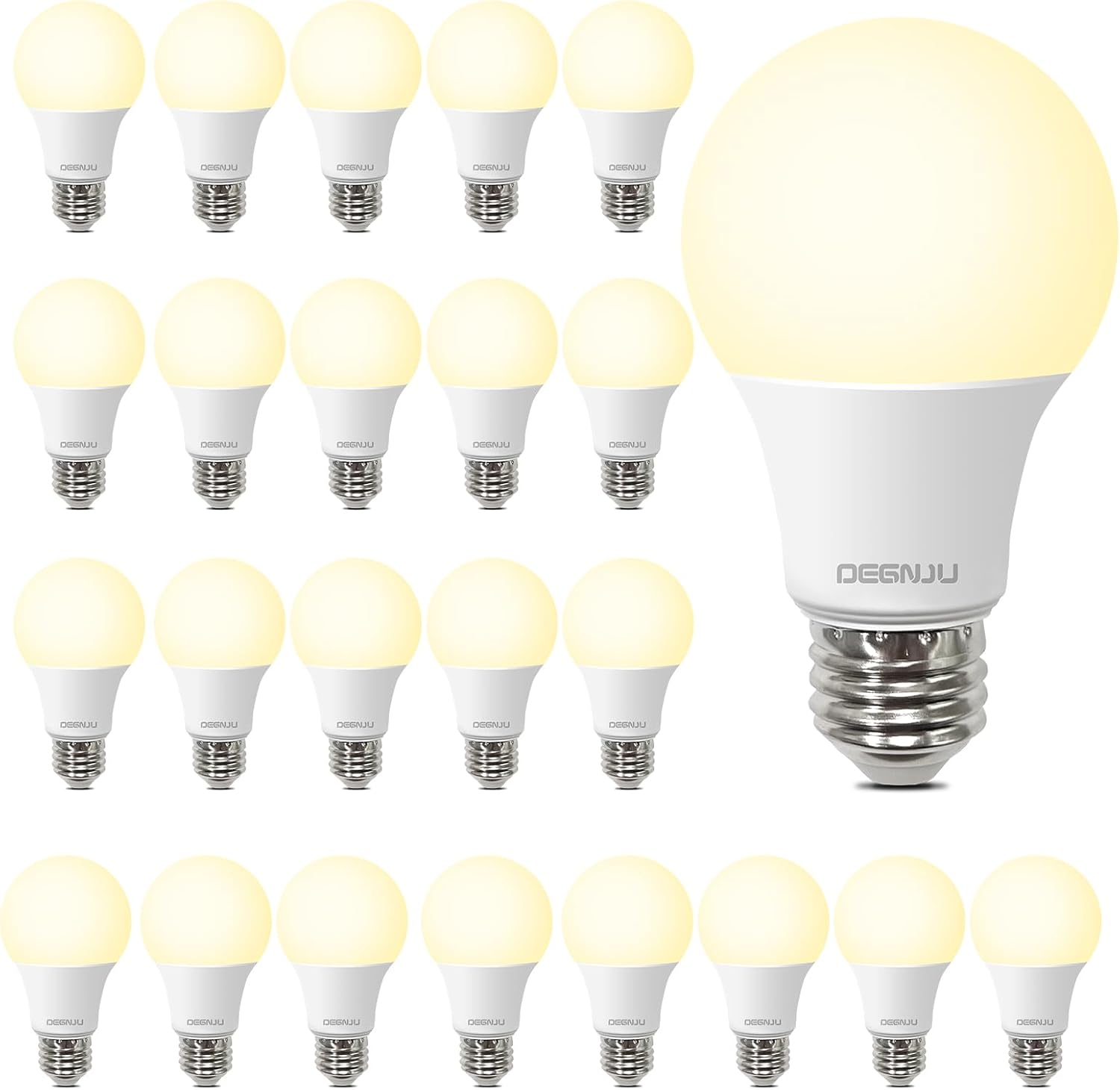 DEGNJU 24 Pack LED Light Bulbs, Soft White 2700K, 60 Watt Equivalent A19