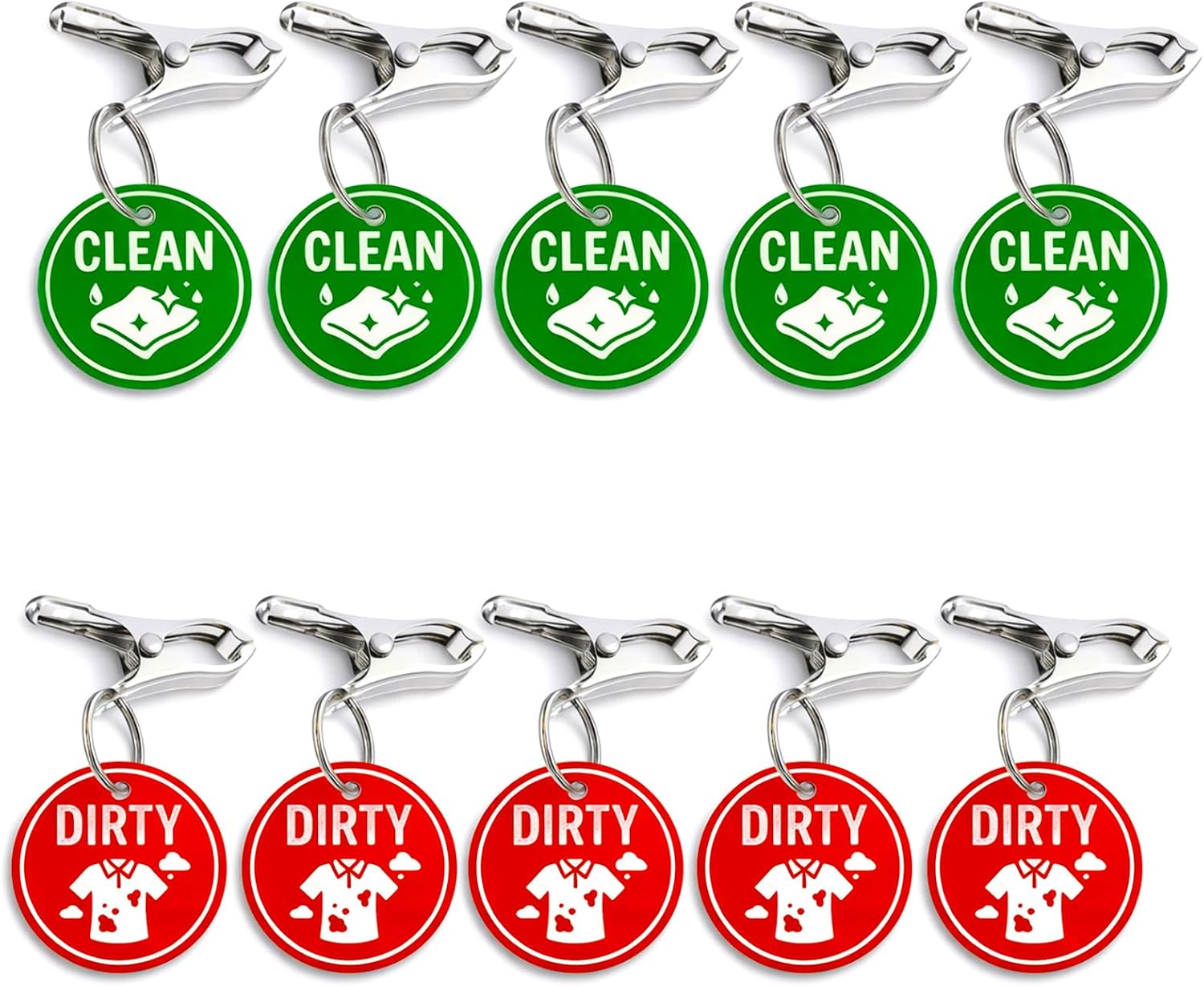VinBee Dirty and Clean Laundry Basket Label Clips, 10 Pcs