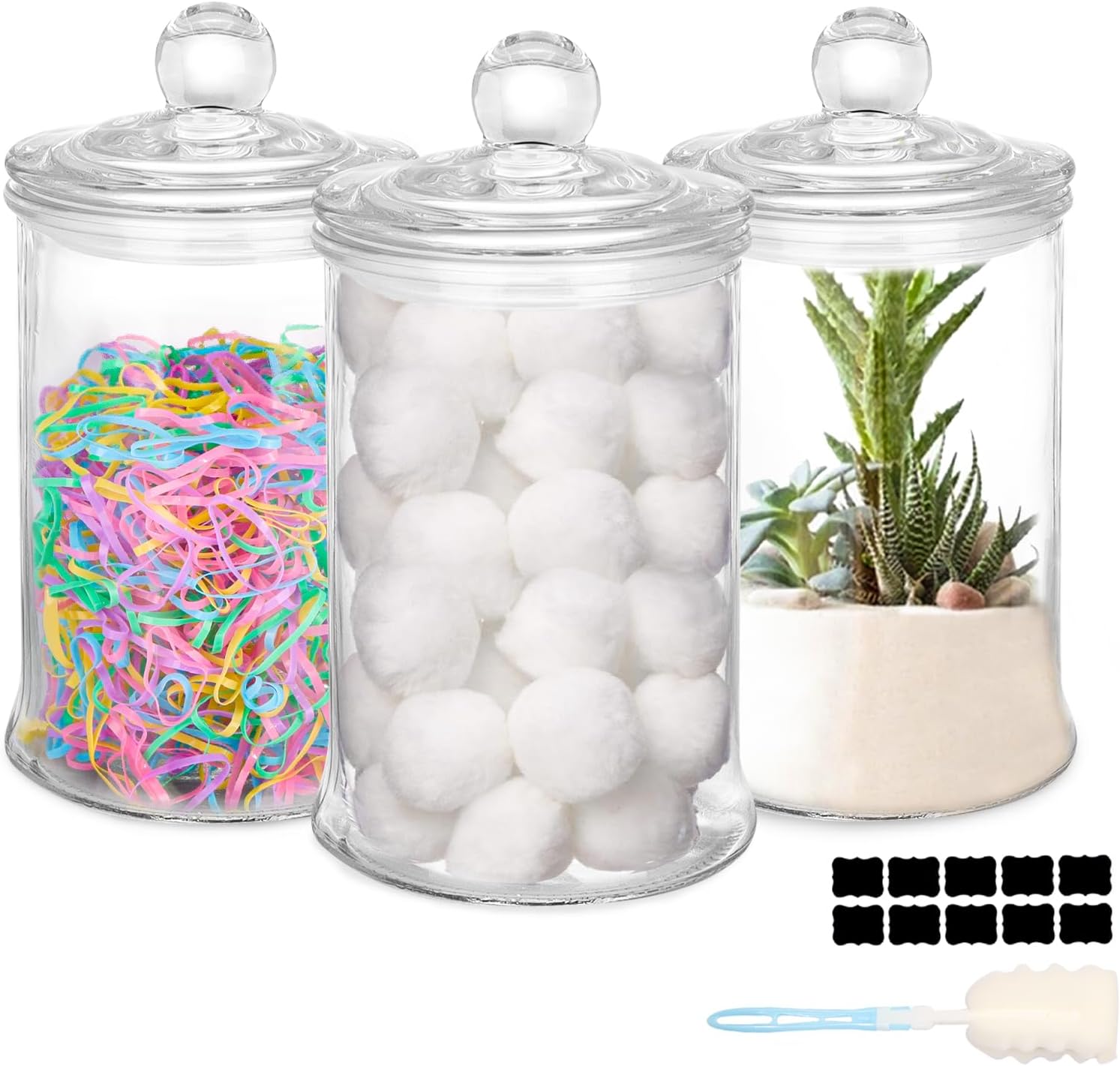 3 Pack 25oz Glass Apothecary Jars with Lids