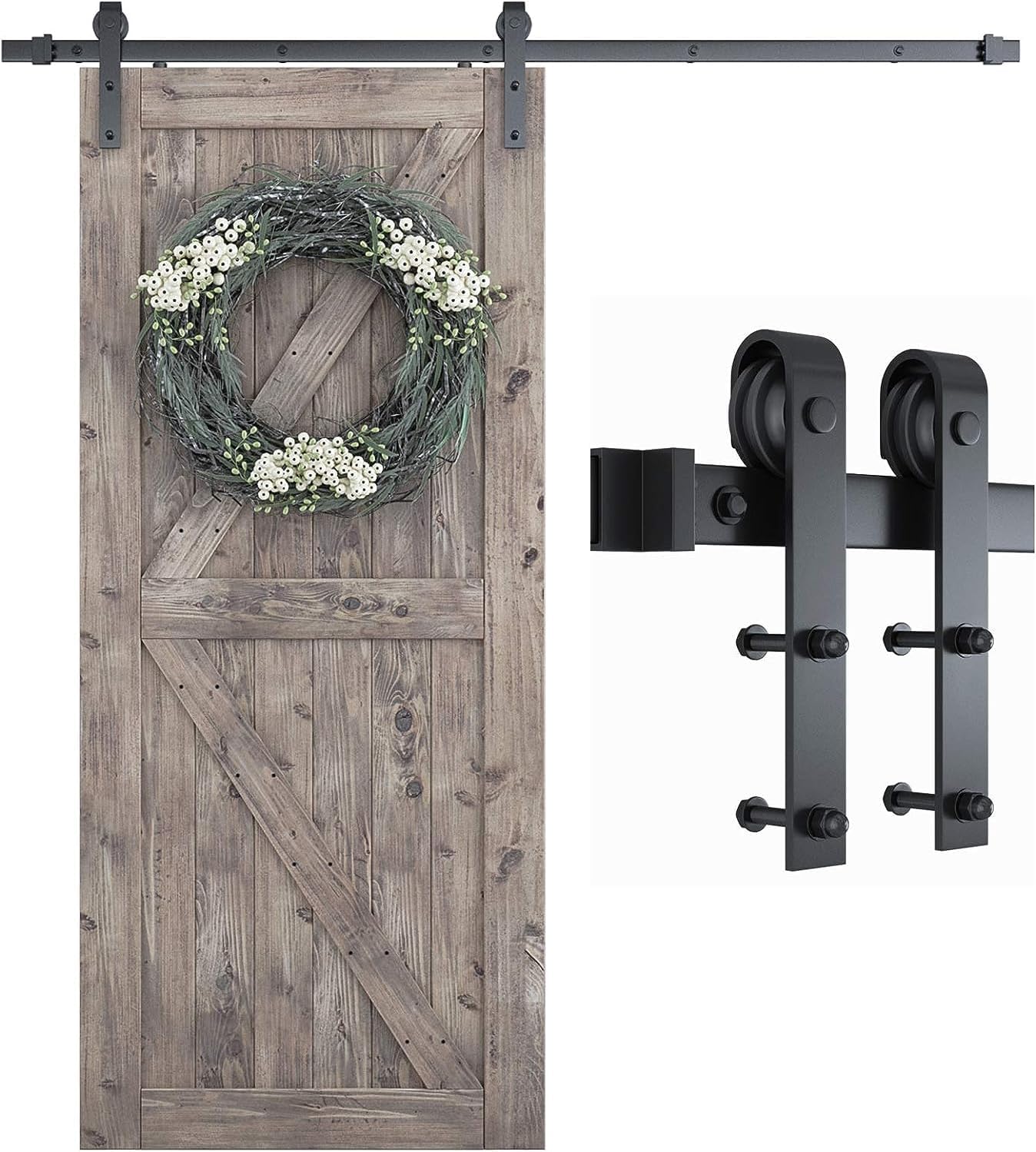 SMARTSTANDARD 6.8 FT Barn Door Hardware Kit -Fits 40