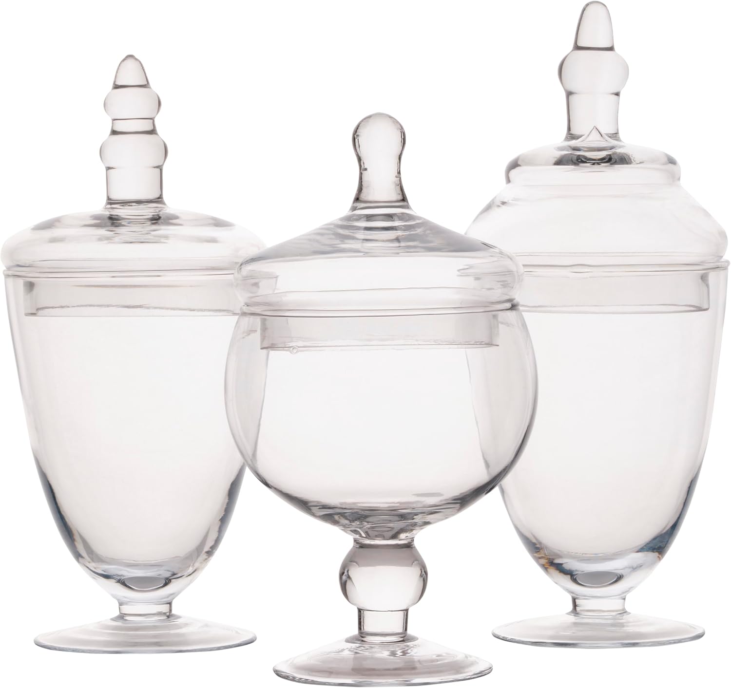 Elements Clear Glass Apothecary Jar Set of 3 with Lids