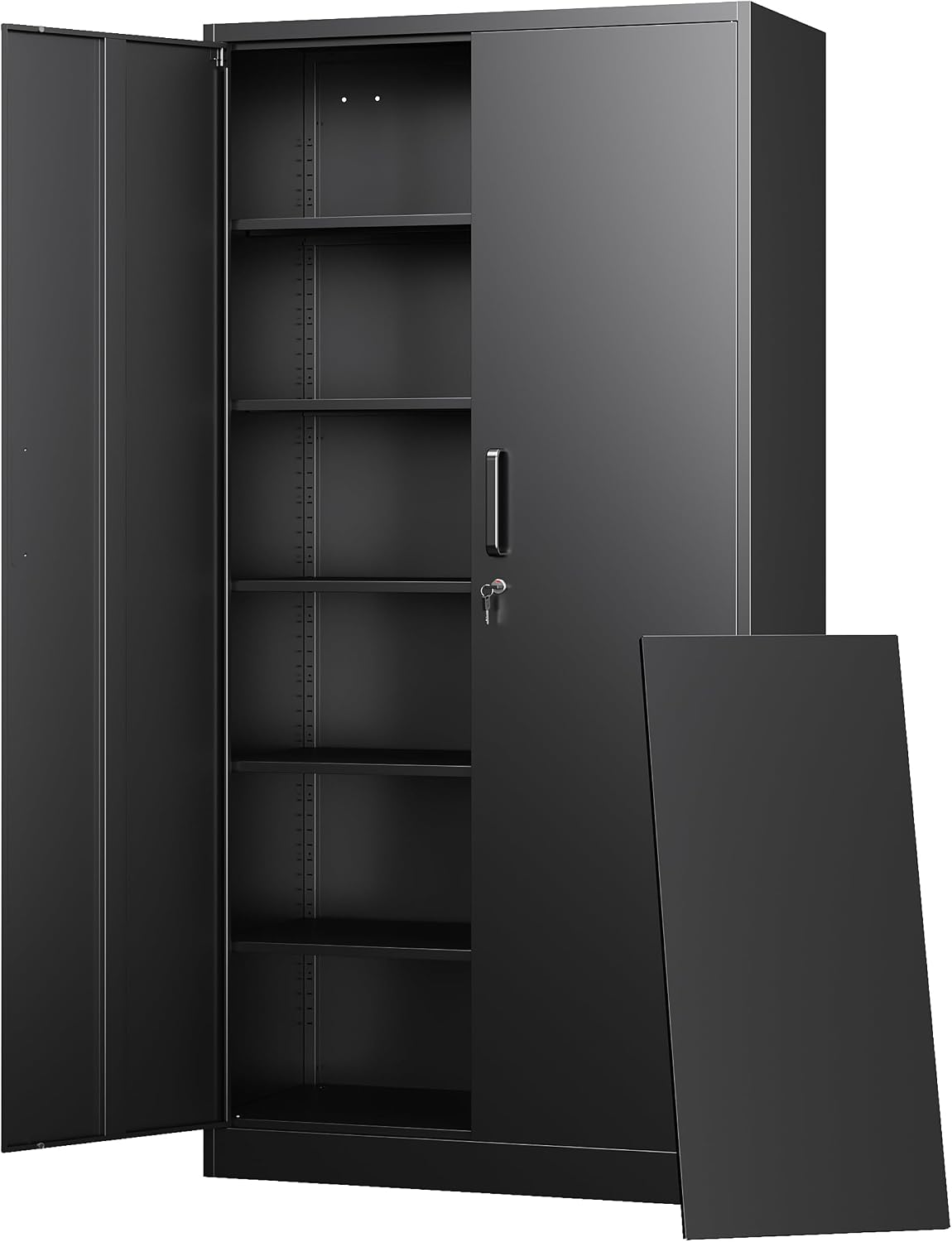 Letaya Tall Metal Storage Cabinet with Lock Doors, Adjustable Shelves, Steel