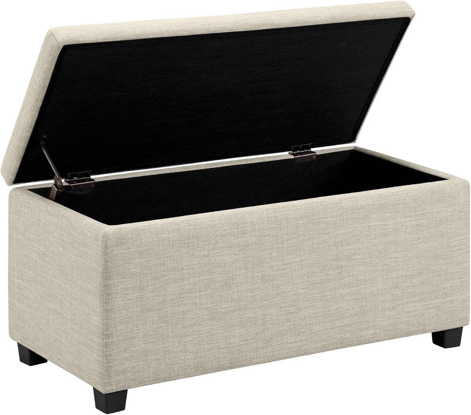 Amazon Basics Upholstered Storage Ottoman Bench with Soft Close Lid
