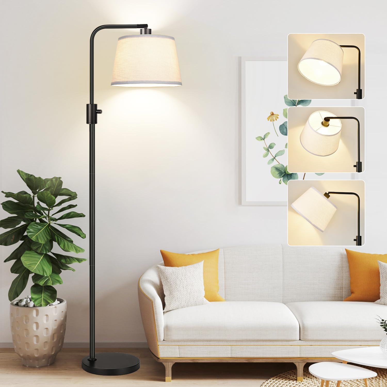 Nintiue Dimmable Arc Floor Lamp, 1000 Lumens LED Bulb Included