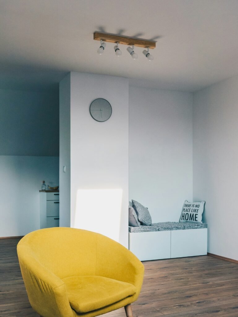 Awkward corner space before thoughtful decor transformation