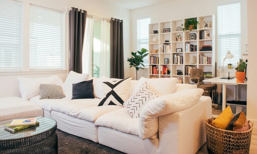 Warm, muted tones creating a calming living room atmosphere